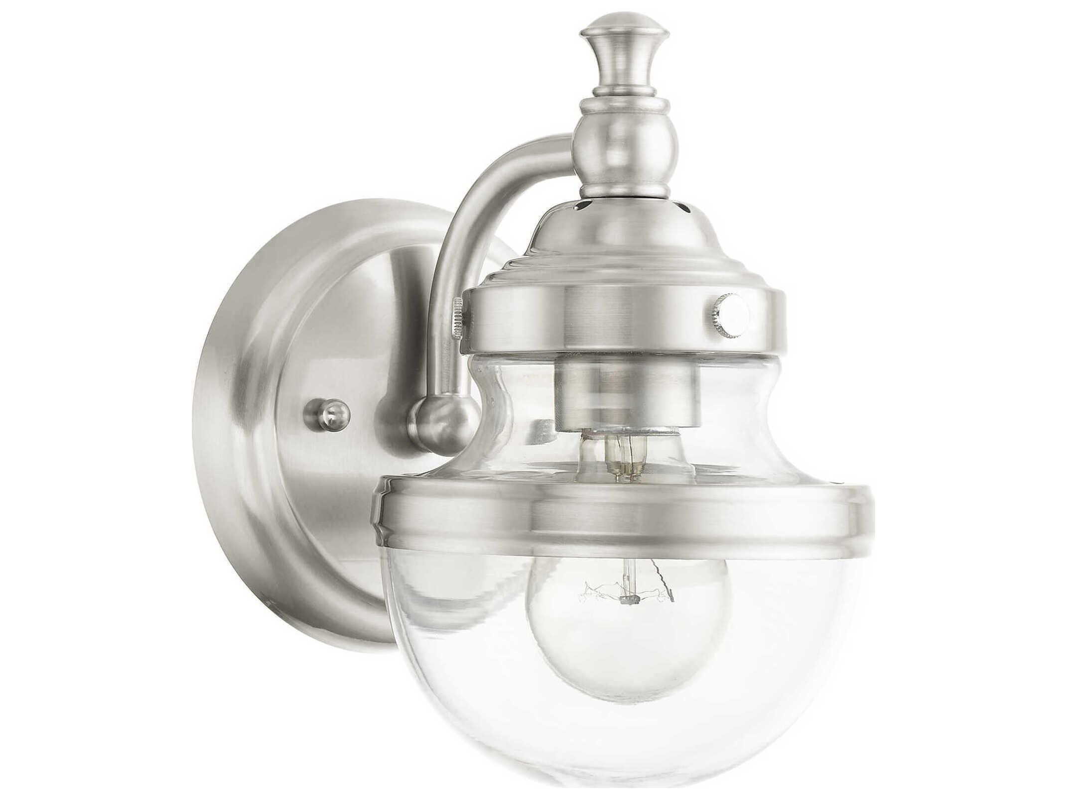 Livex Lighting Oldwick 1-Light Brushed Nickel Glass Wall Sconce