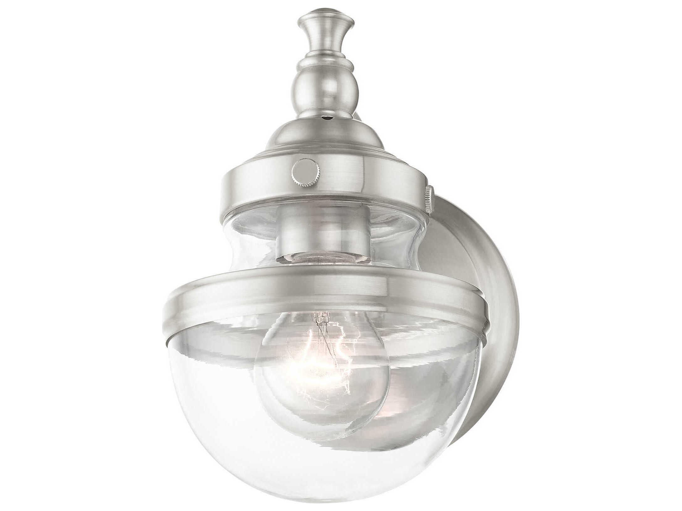 Livex Lighting Oldwick 1-Light Brushed Nickel Glass Wall Sconce