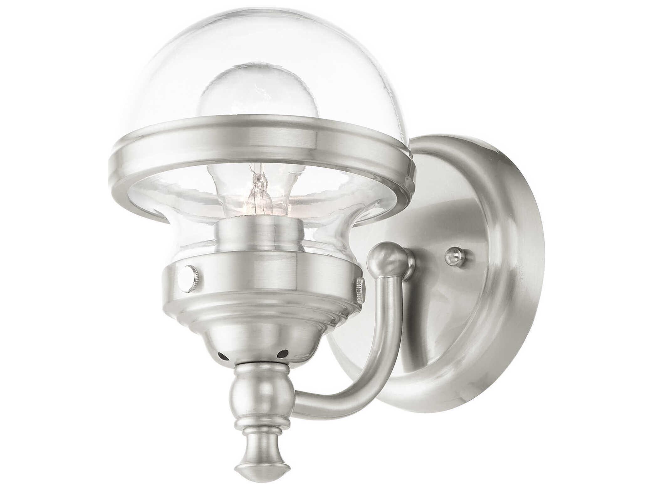 Livex Lighting Oldwick 1-Light Brushed Nickel Glass Wall Sconce