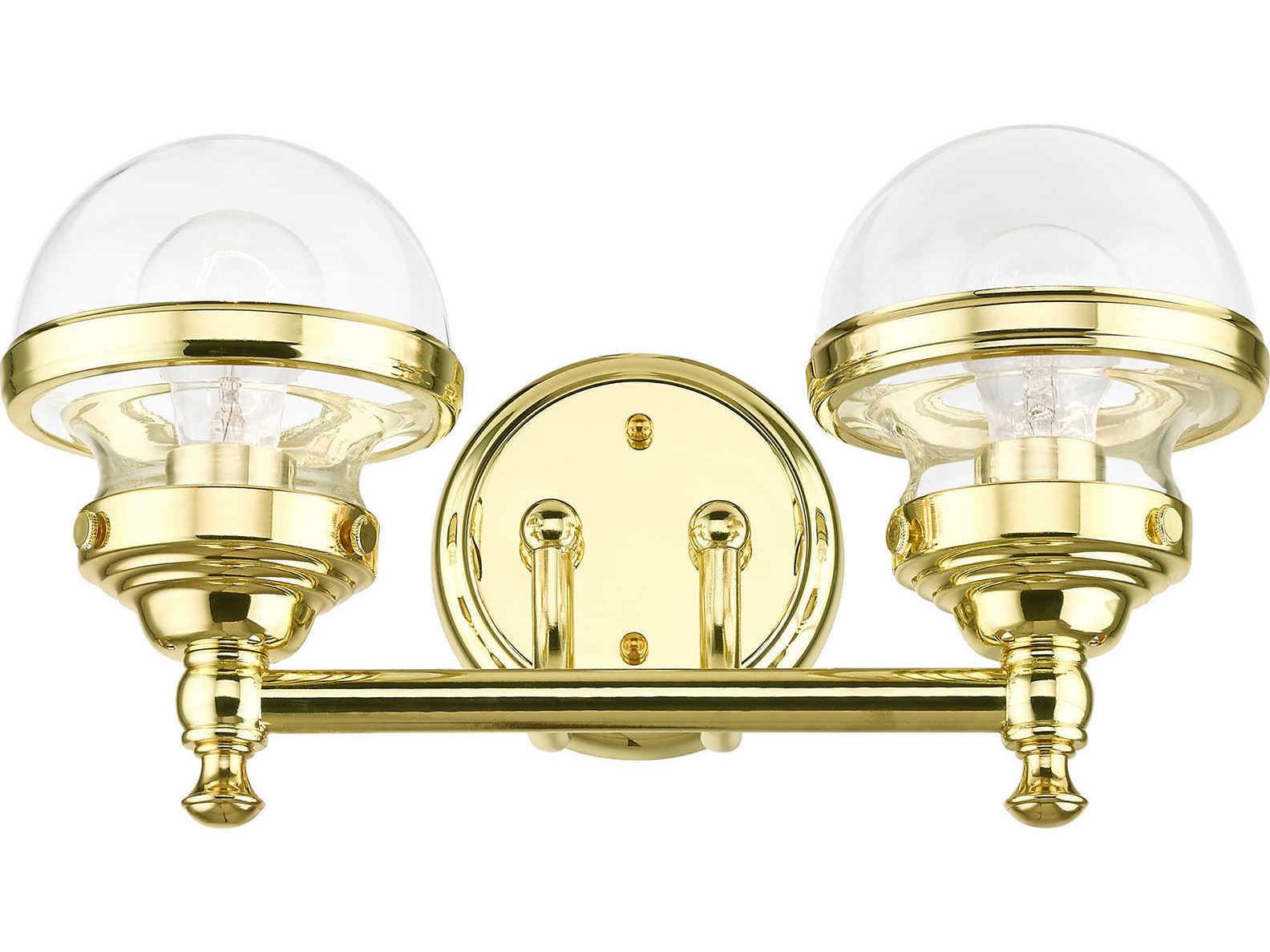 Livex Lighting Oldwick 2-Light Polished Brass Glass Vanity Light