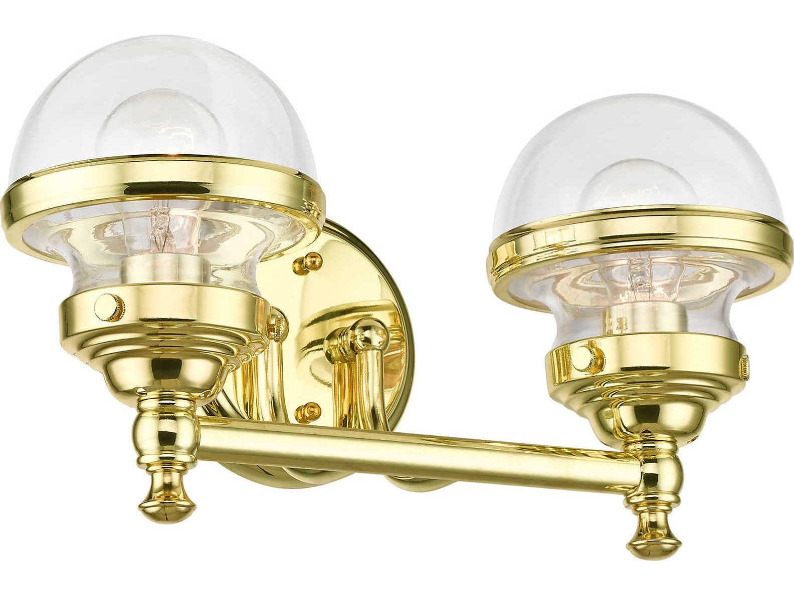Livex Lighting Oldwick 2-Light Polished Brass Glass Vanity Light