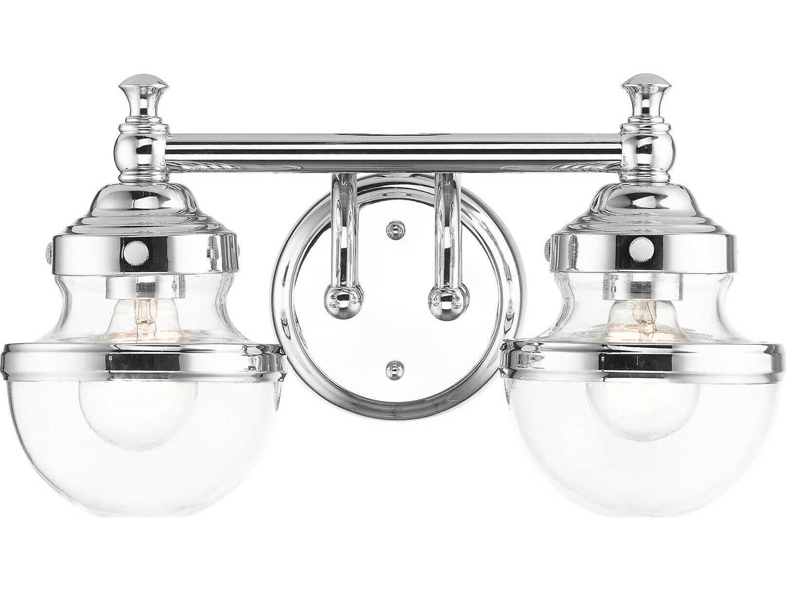 Livex Lighting Oldwick 2-Light Polished Chrome Glass Vanity Light