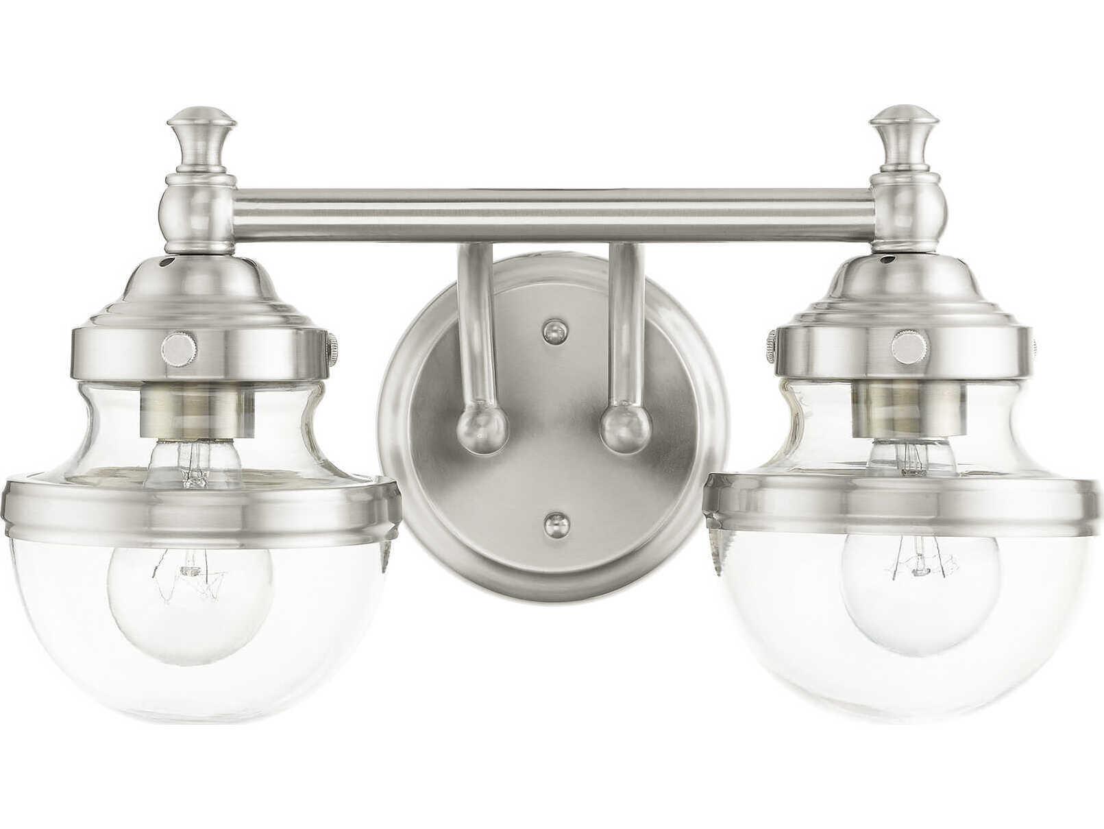 Livex Lighting Oldwick 2-Light Brushed Nickel Glass Vanity Light