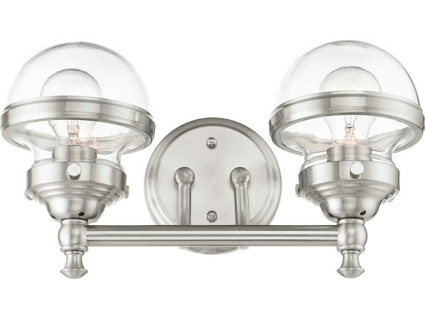 Livex Lighting Oldwick 2-Light Brushed Nickel Glass Vanity Light