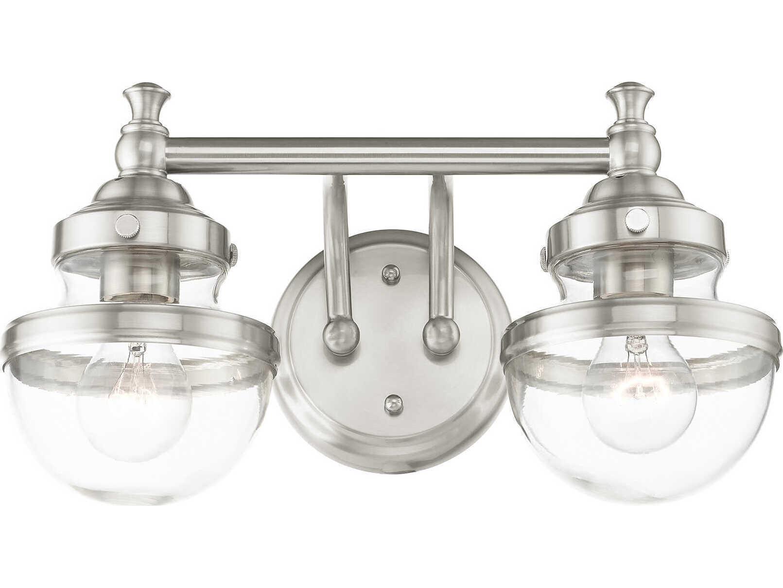 Livex Lighting Oldwick 2-Light Brushed Nickel Glass Vanity Light
