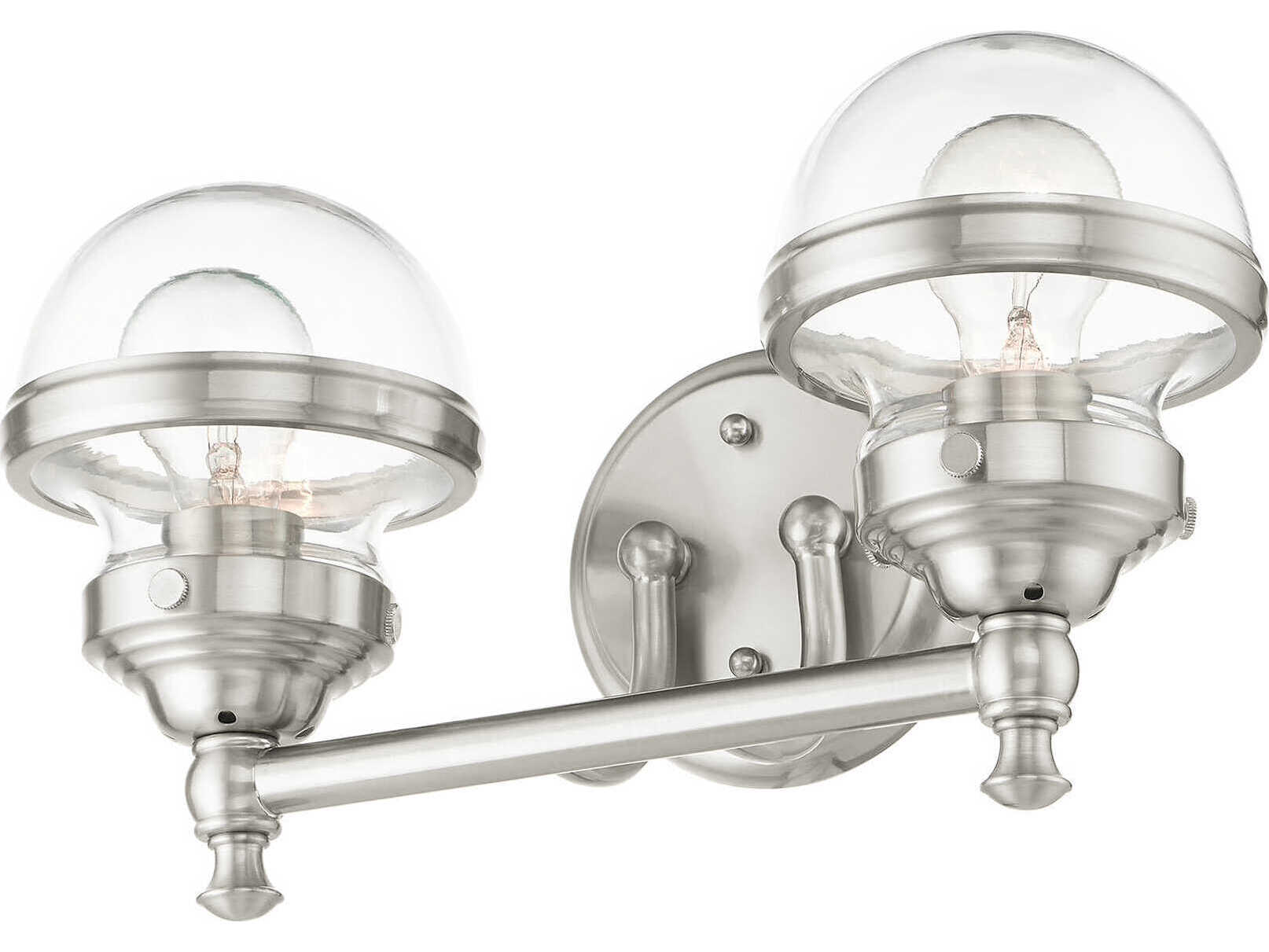 Livex Lighting Oldwick 2-Light Brushed Nickel Glass Vanity Light