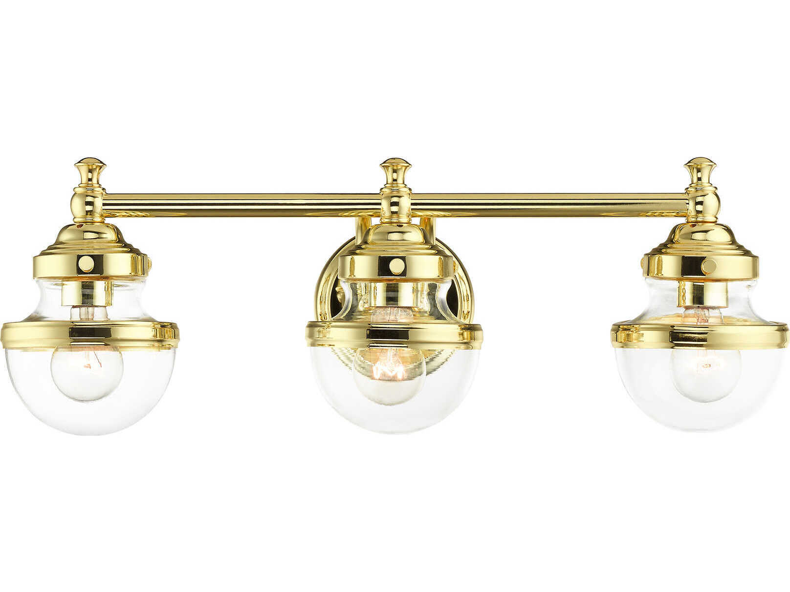 Livex Lighting Oldwick 3-Light Polished Brass Glass Vanity Light