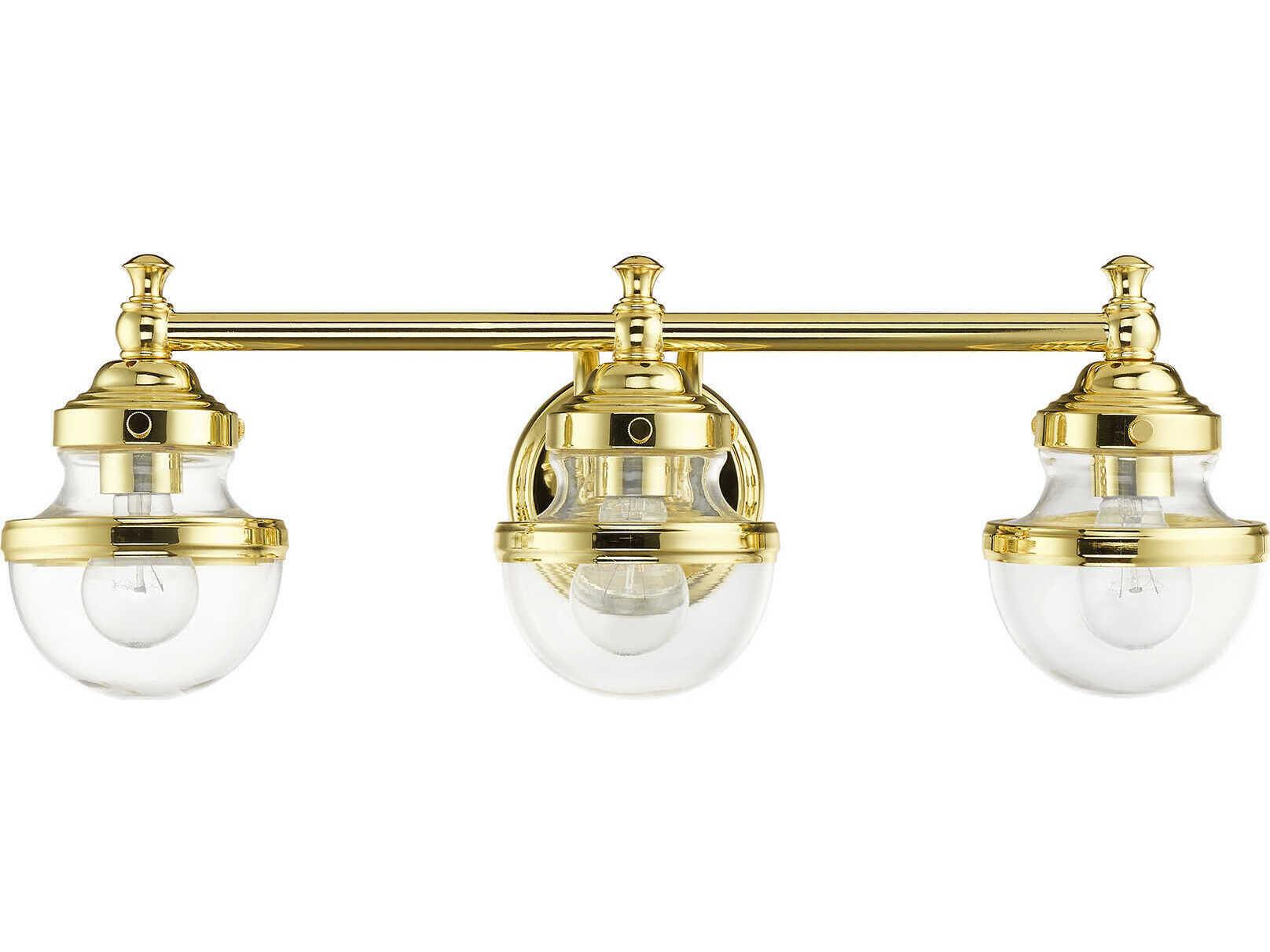 Livex Lighting Oldwick 3-Light Polished Brass Glass Vanity Light