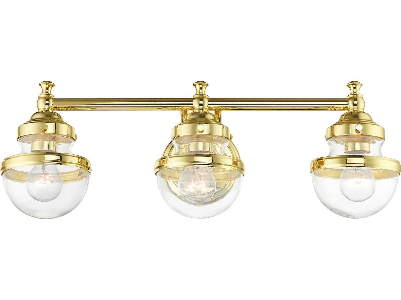 Livex Lighting Oldwick 3-Light Polished Brass Glass Vanity Light
