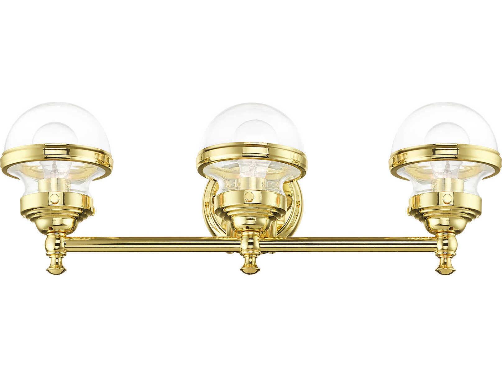Livex Lighting Oldwick 3-Light Polished Brass Glass Vanity Light