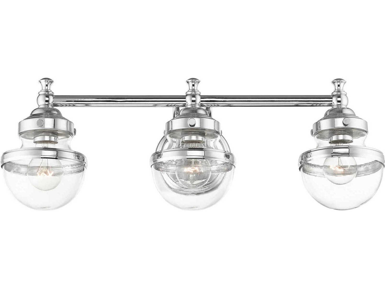 Livex Lighting Oldwick 3-Light Polished Chrome Glass Vanity Light