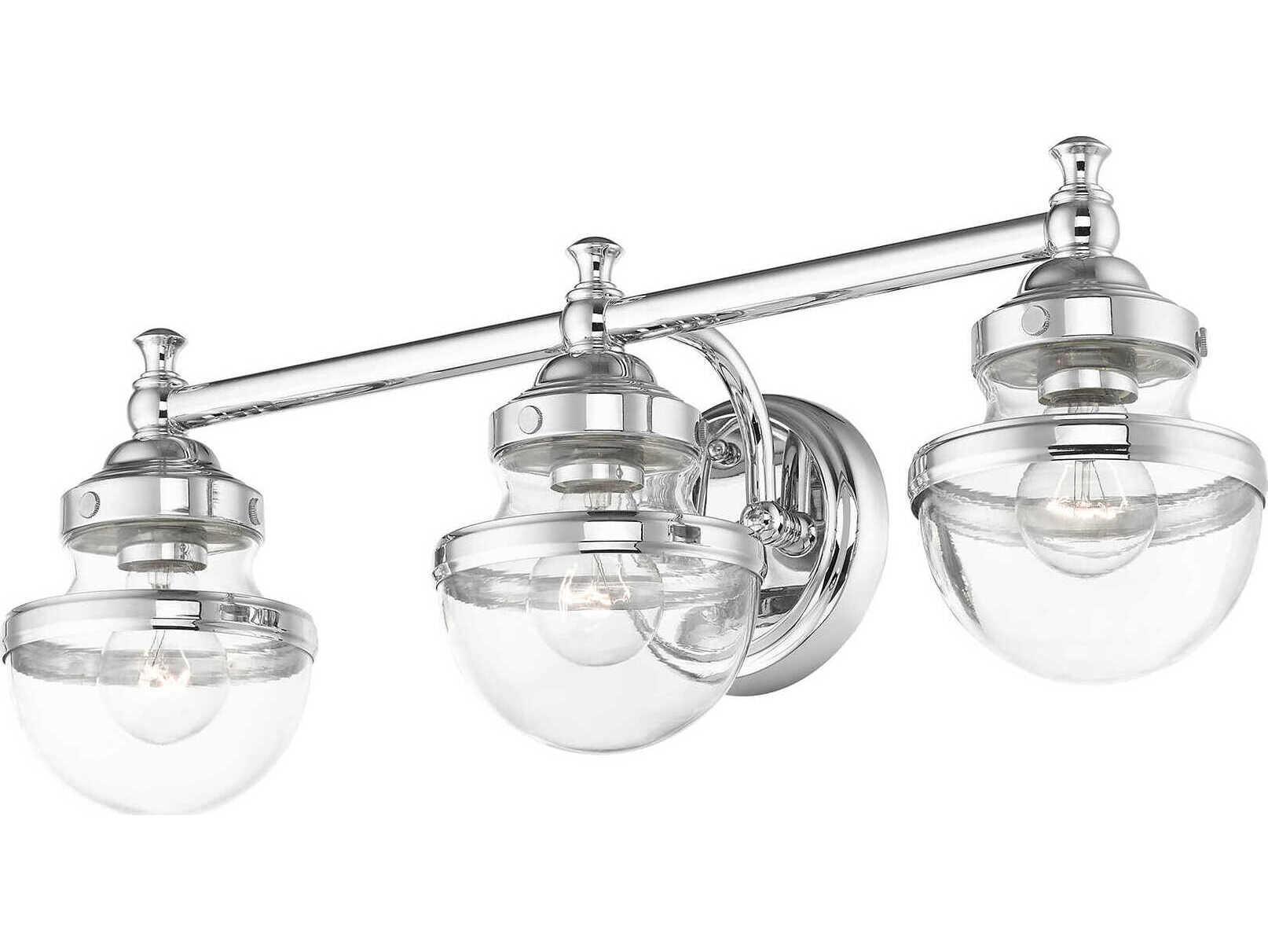 Livex Lighting Oldwick 3-Light Polished Chrome Glass Vanity Light