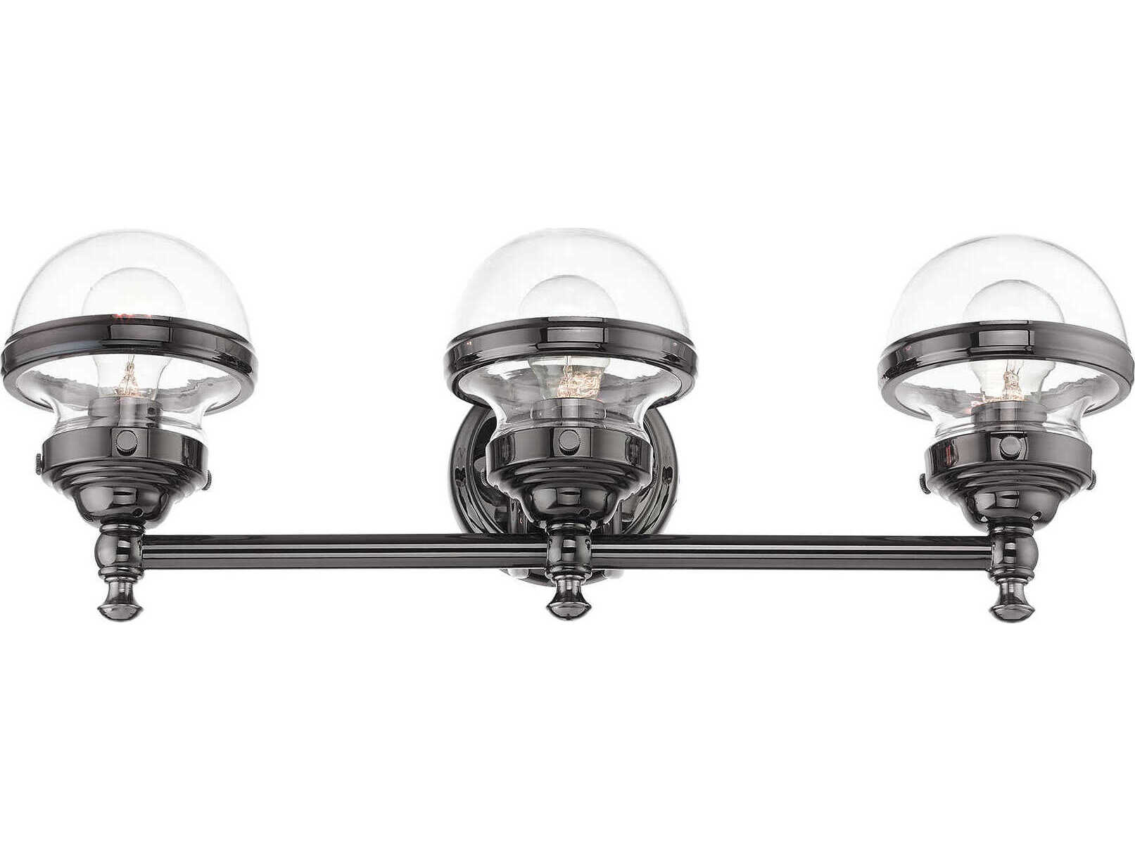 Livex Lighting Oldwick 3-Light Polished Black Chrome Glass Vanity Light