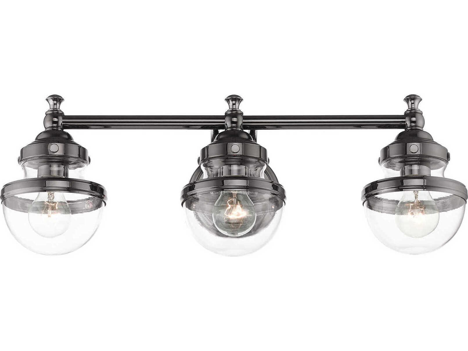 Livex Lighting Oldwick 3-Light Polished Black Chrome Glass Vanity Light