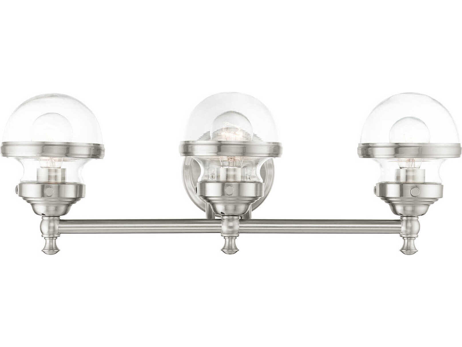 Livex Lighting Oldwick 3-Light Brushed Nickel Glass Vanity Light
