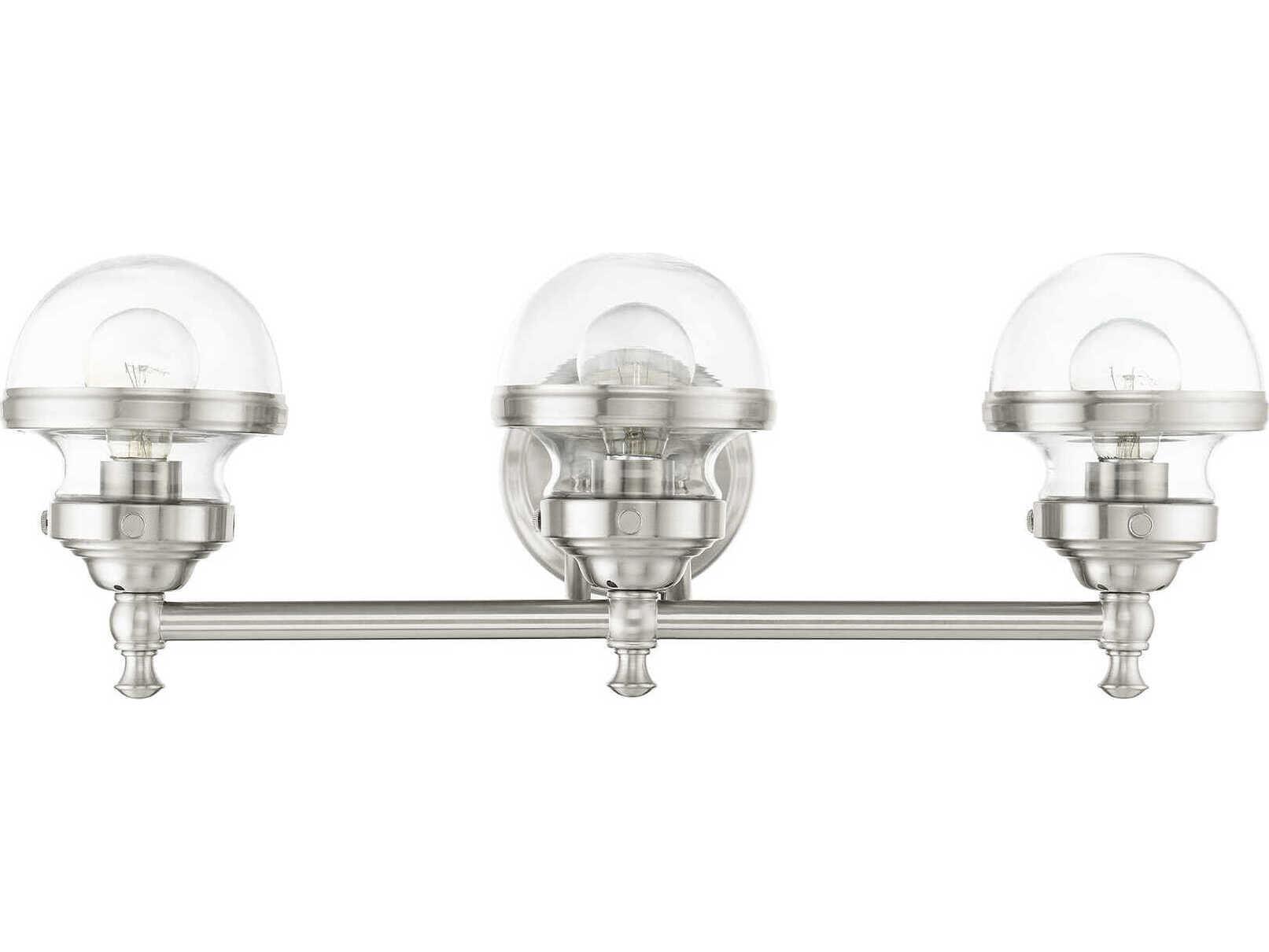 Livex Lighting Oldwick 3-Light Brushed Nickel Glass Vanity Light