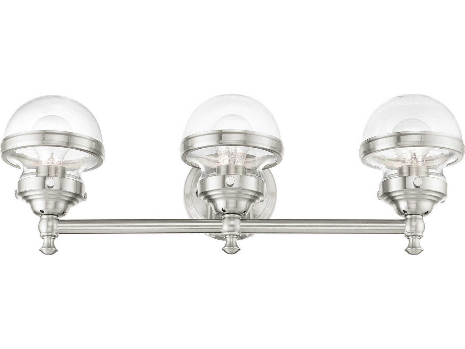 Livex Lighting Oldwick 3-Light Brushed Nickel Glass Vanity Light