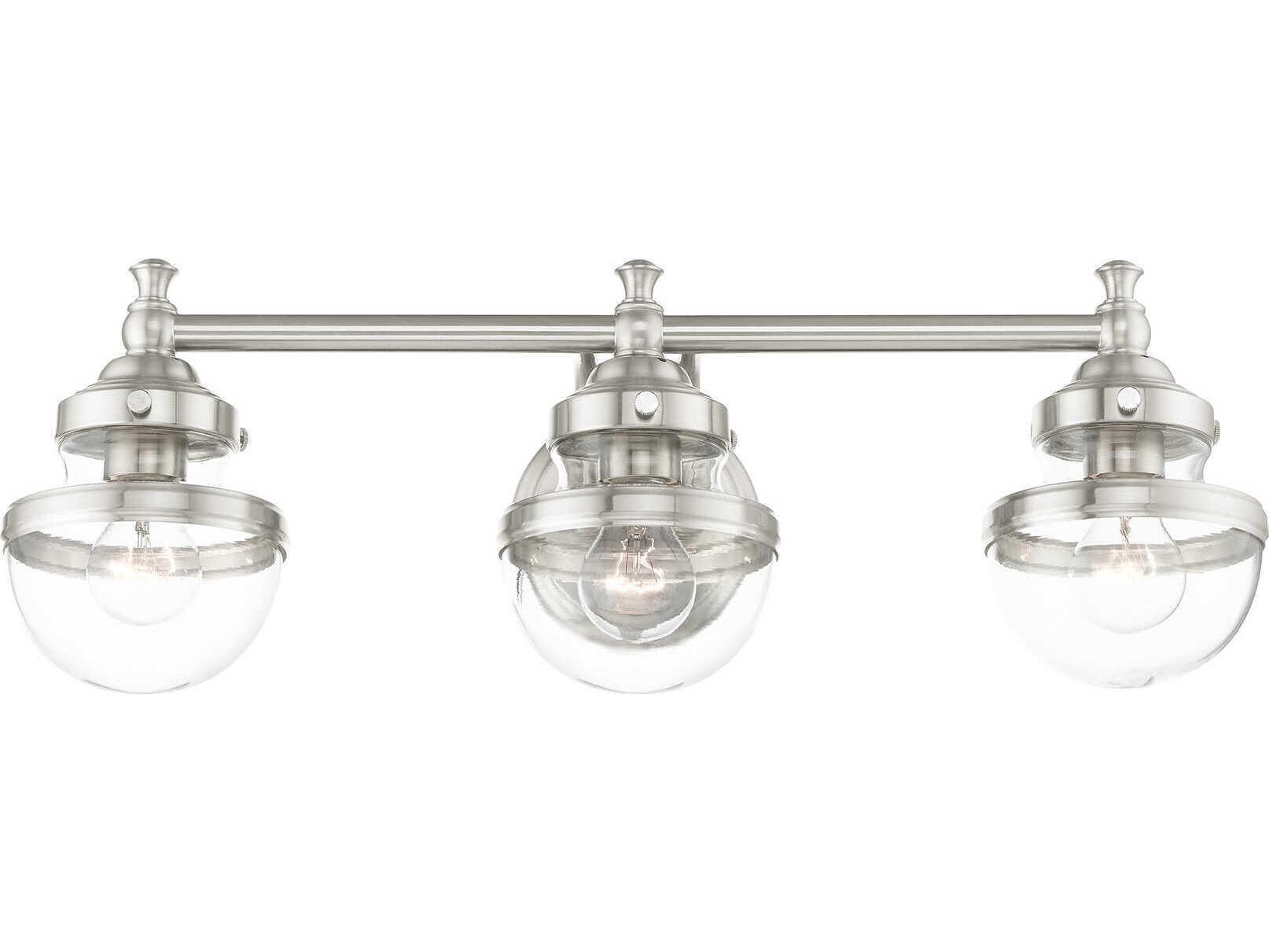 Livex Lighting Oldwick 3-Light Brushed Nickel Glass Vanity Light