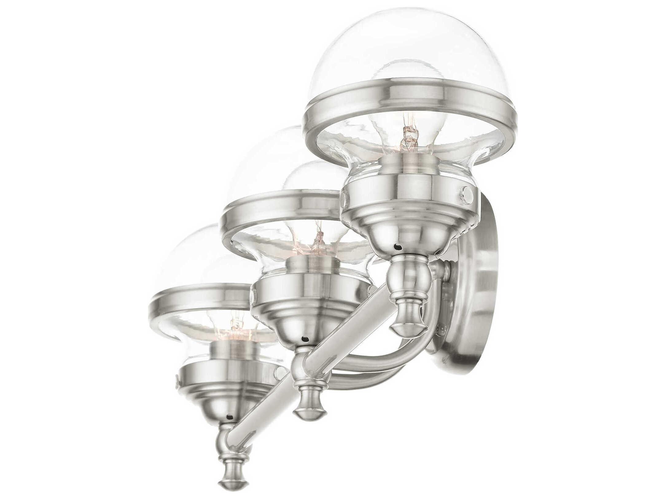 Livex Lighting Oldwick 3-Light Brushed Nickel Glass Vanity Light
