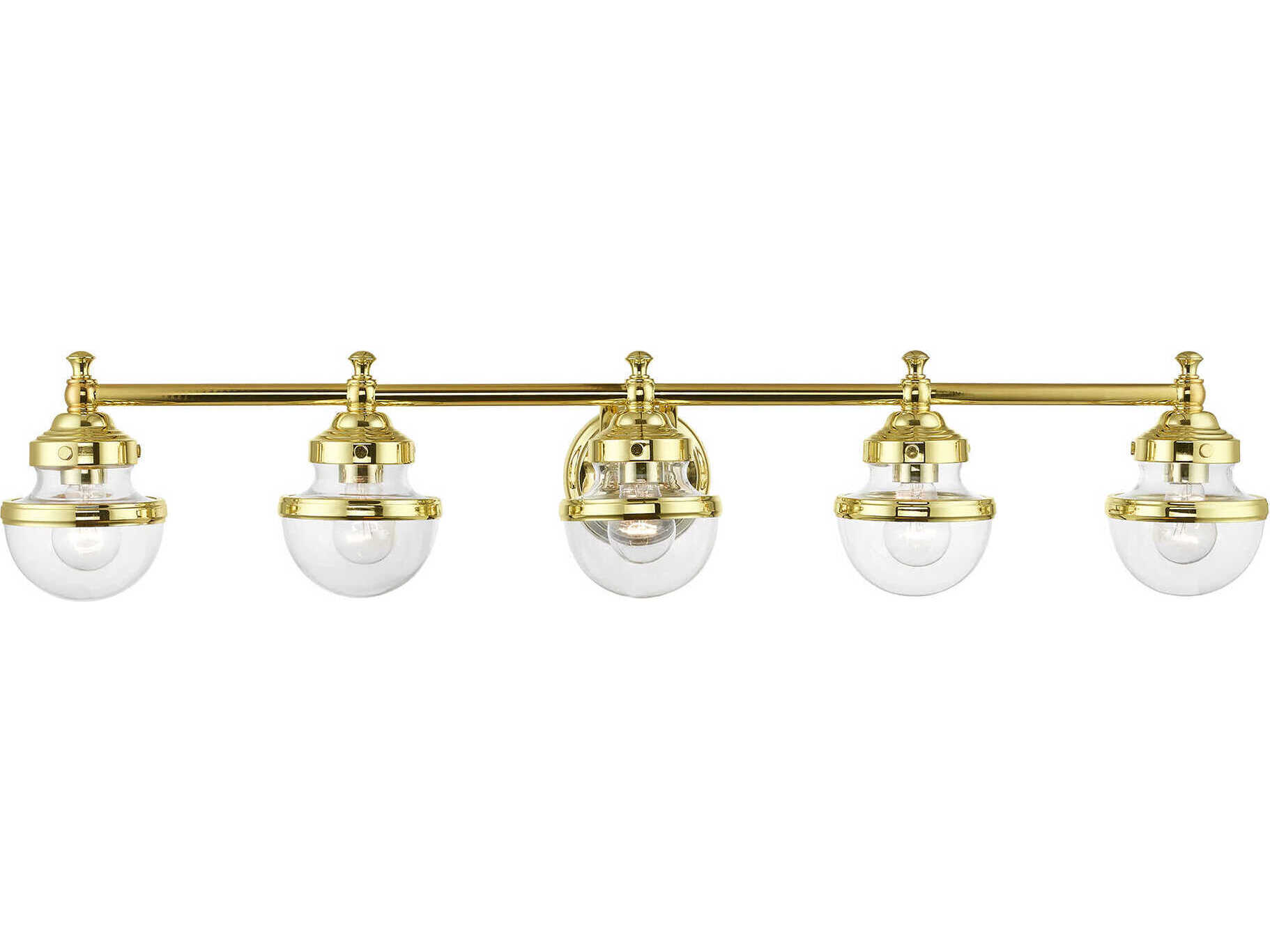 Livex Lighting Oldwick 5-Light Polished Brass Glass Vanity Light
