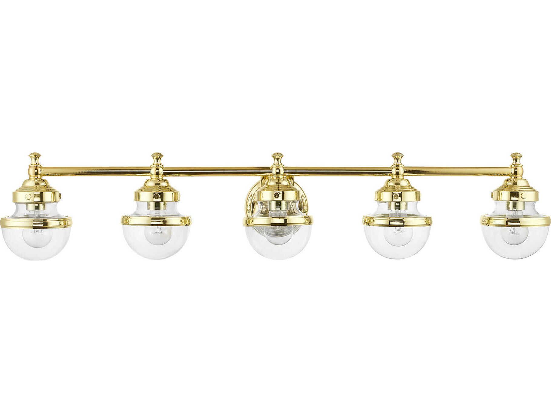 Livex Lighting Oldwick 5-Light Polished Brass Glass Vanity Light