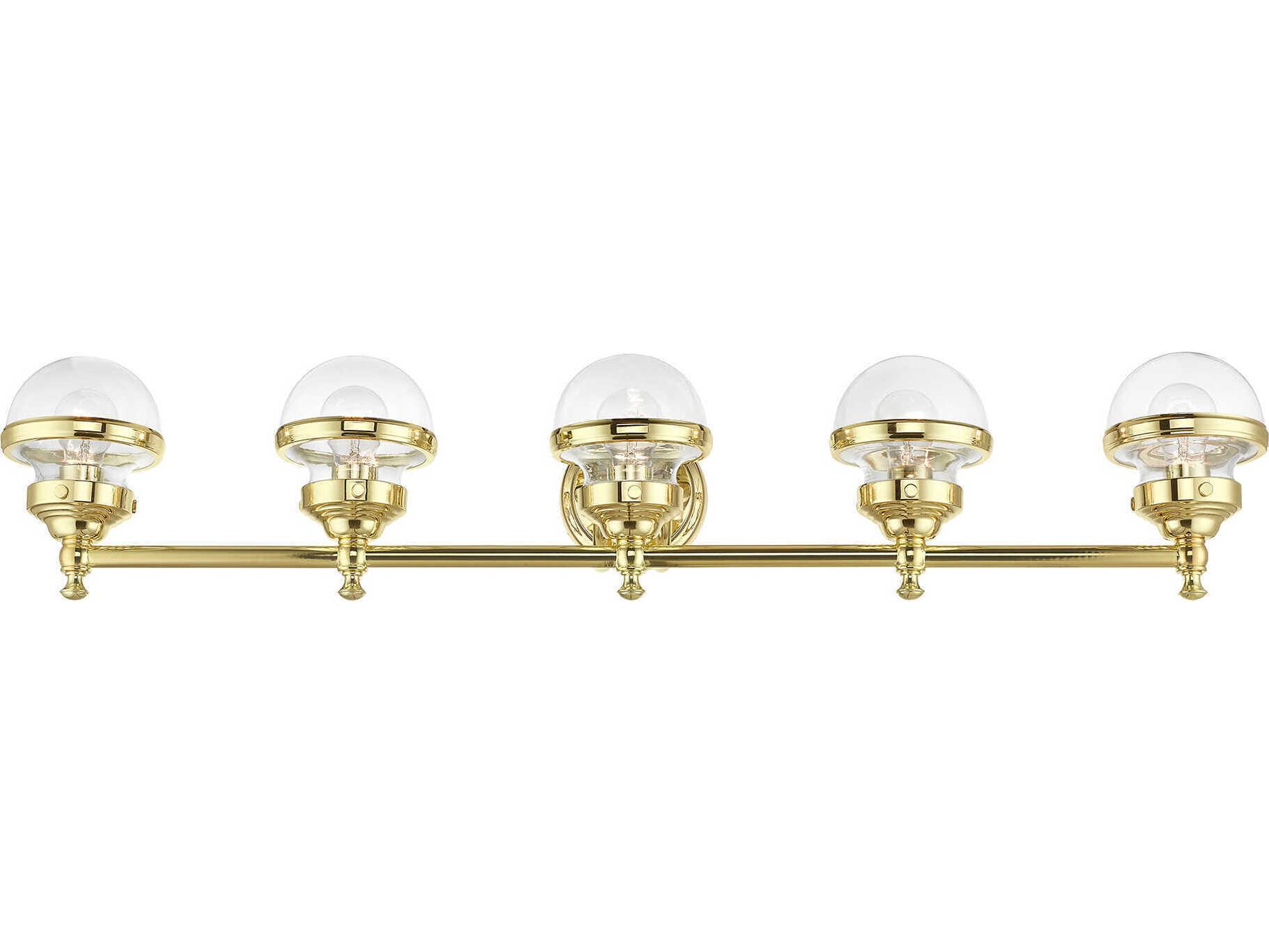 Livex Lighting Oldwick 5-Light Polished Brass Glass Vanity Light