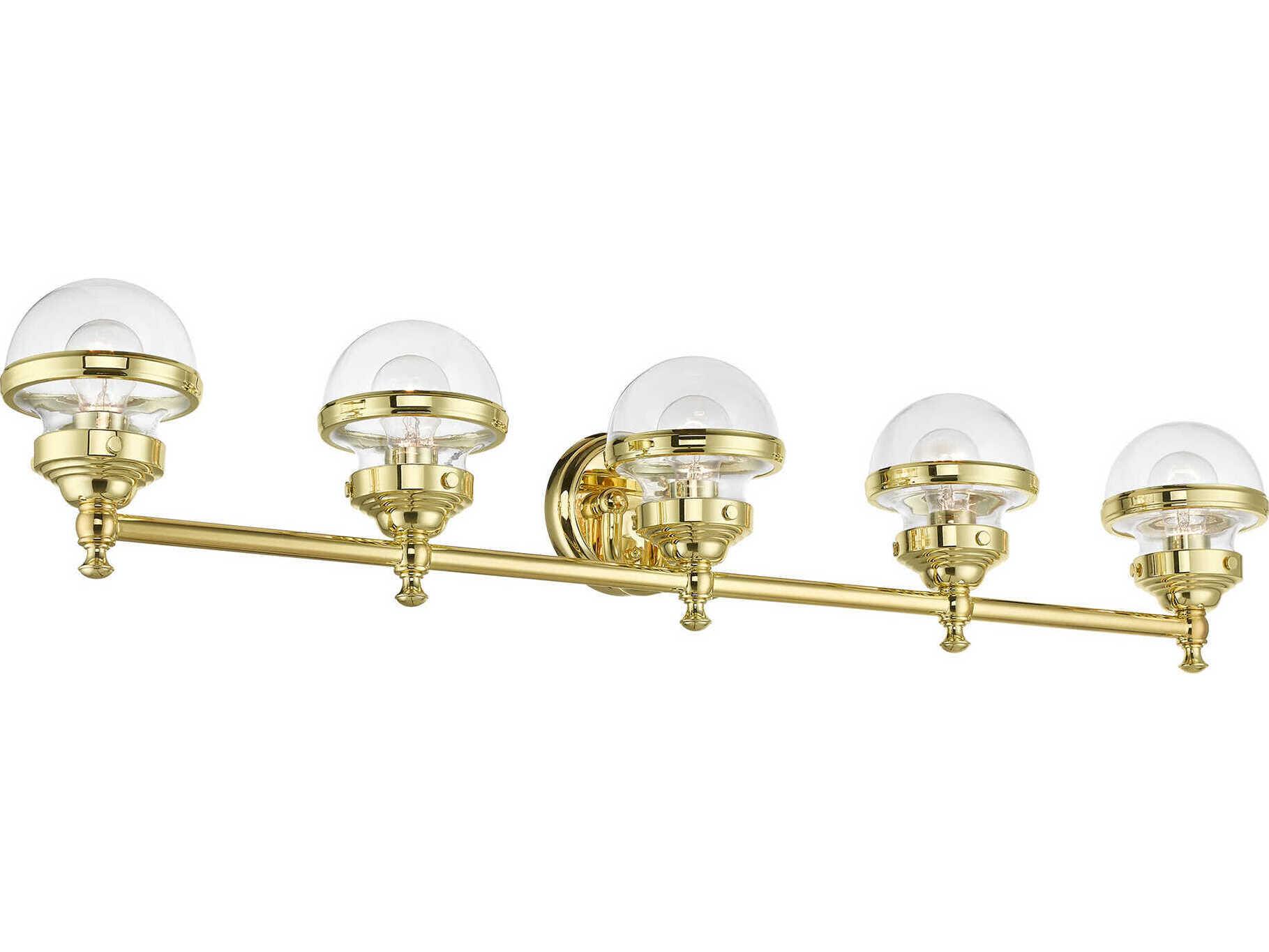 Livex Lighting Oldwick 5-Light Polished Brass Glass Vanity Light