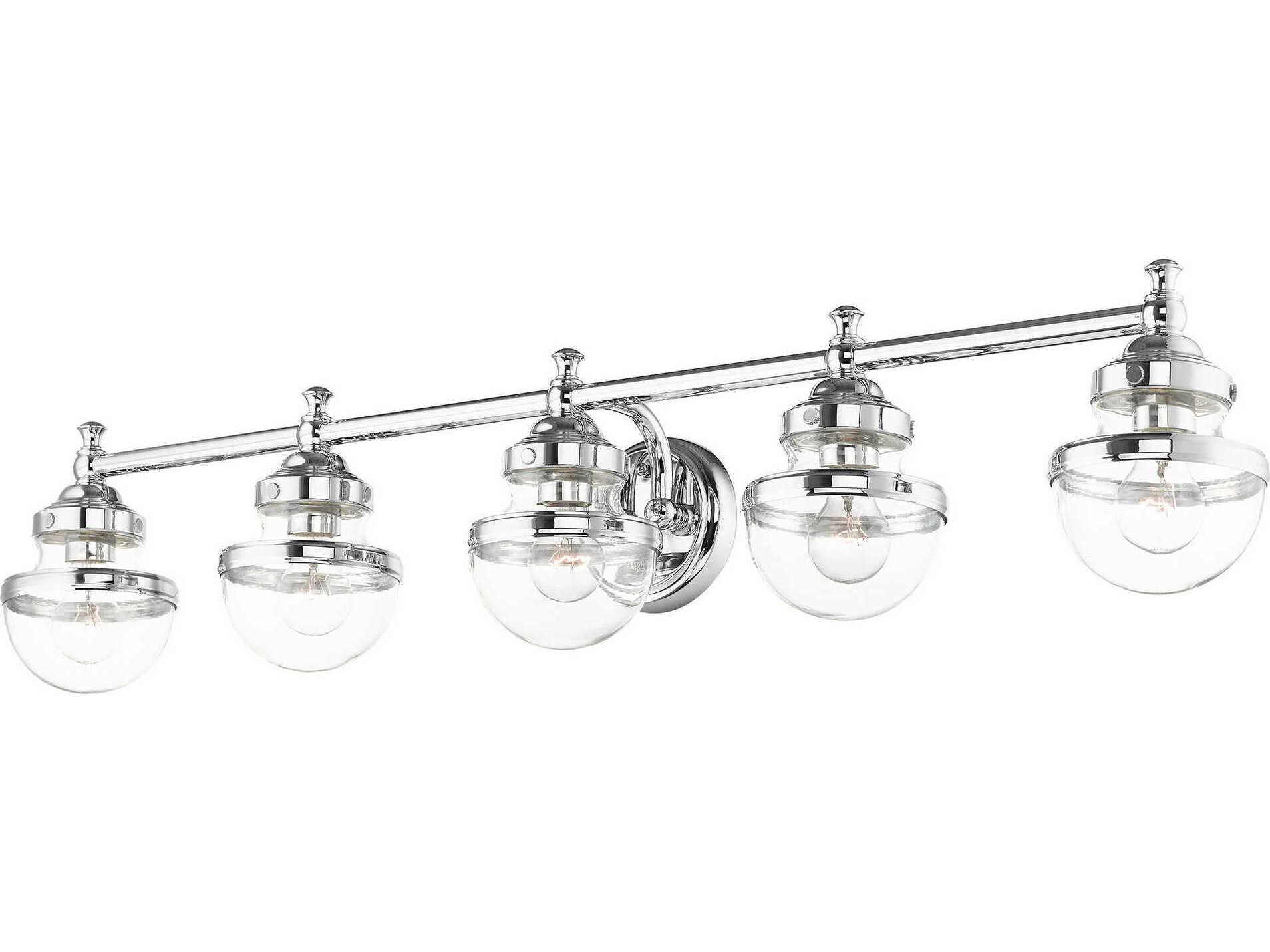Livex Lighting Oldwick 5-Light Polished Chrome Glass Vanity Light