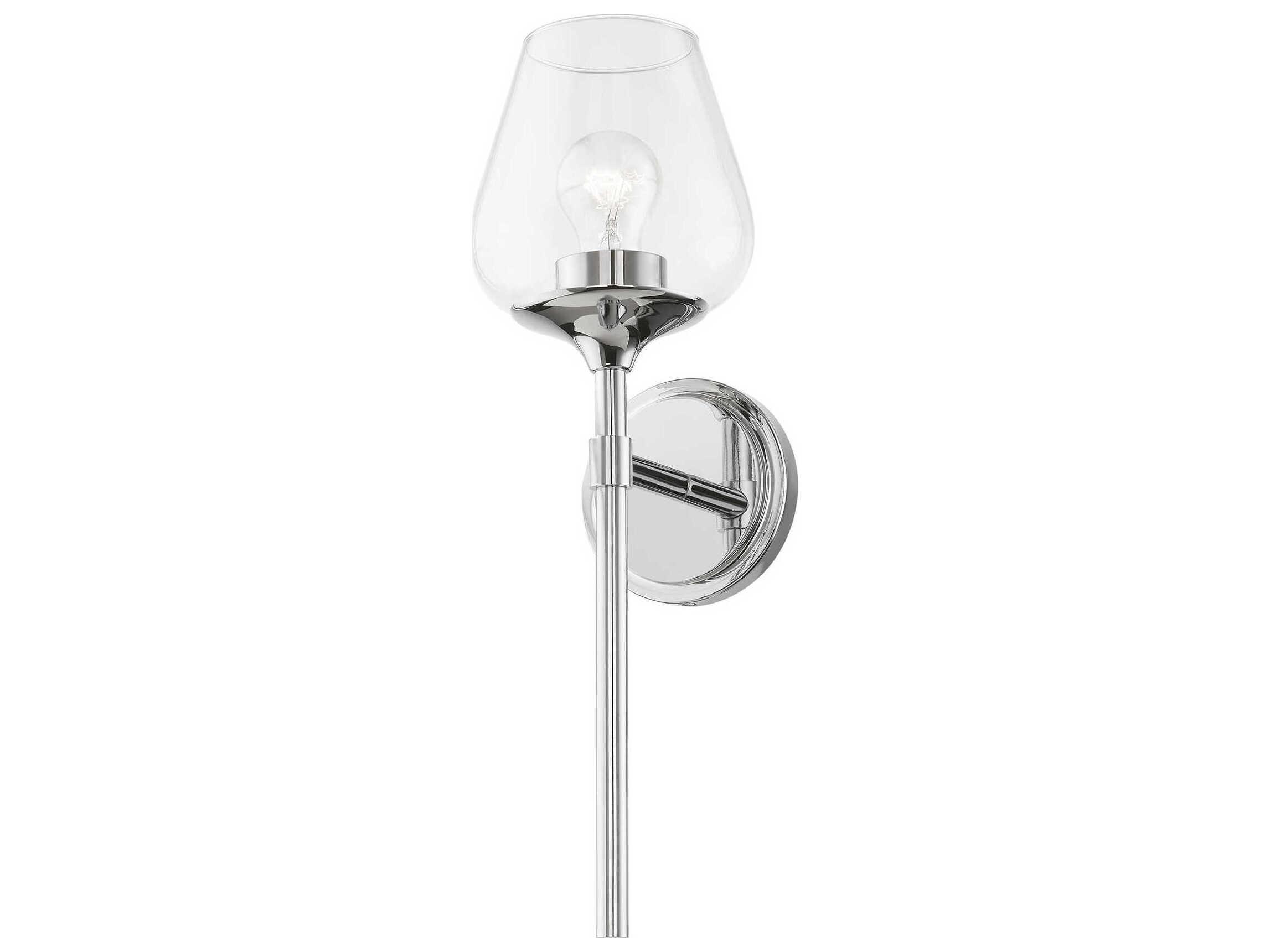 Livex Lighting Willow 1-Light Polished Chrome Glass Wall Sconce