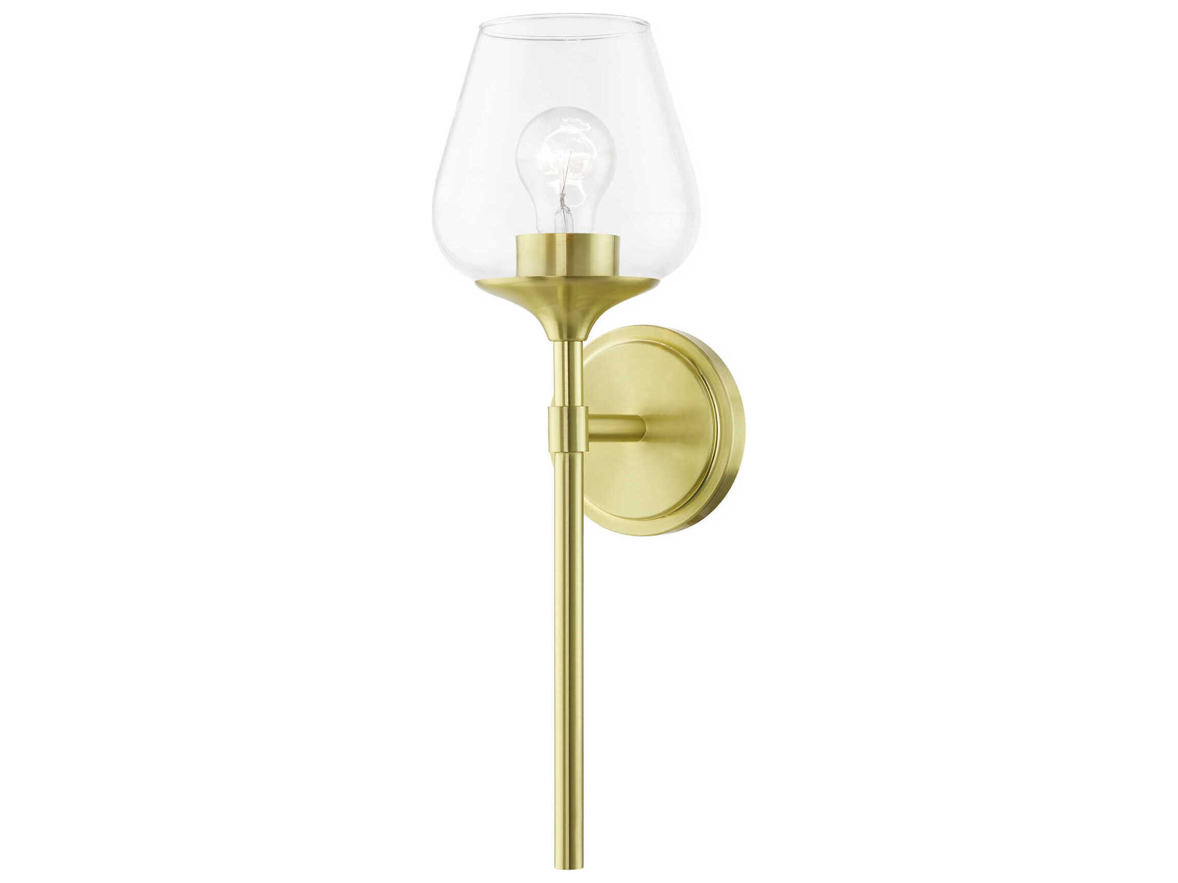 Livex Lighting Willow 1-Light Satin Brass Glass Wall Sconce