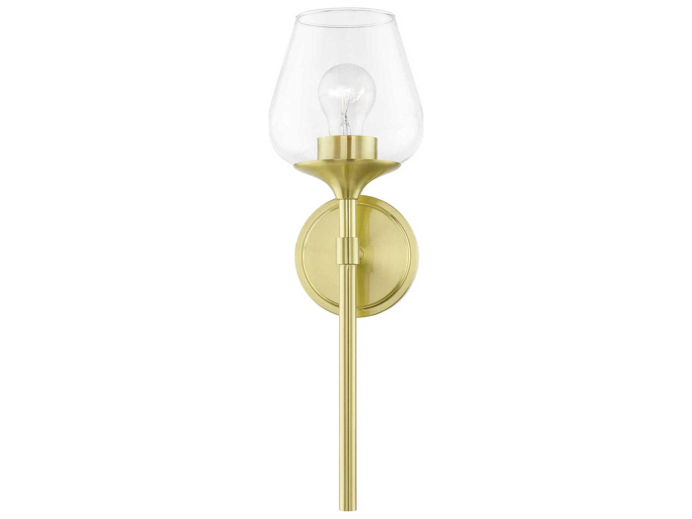 Livex Lighting Willow 1-Light Satin Brass Glass Wall Sconce