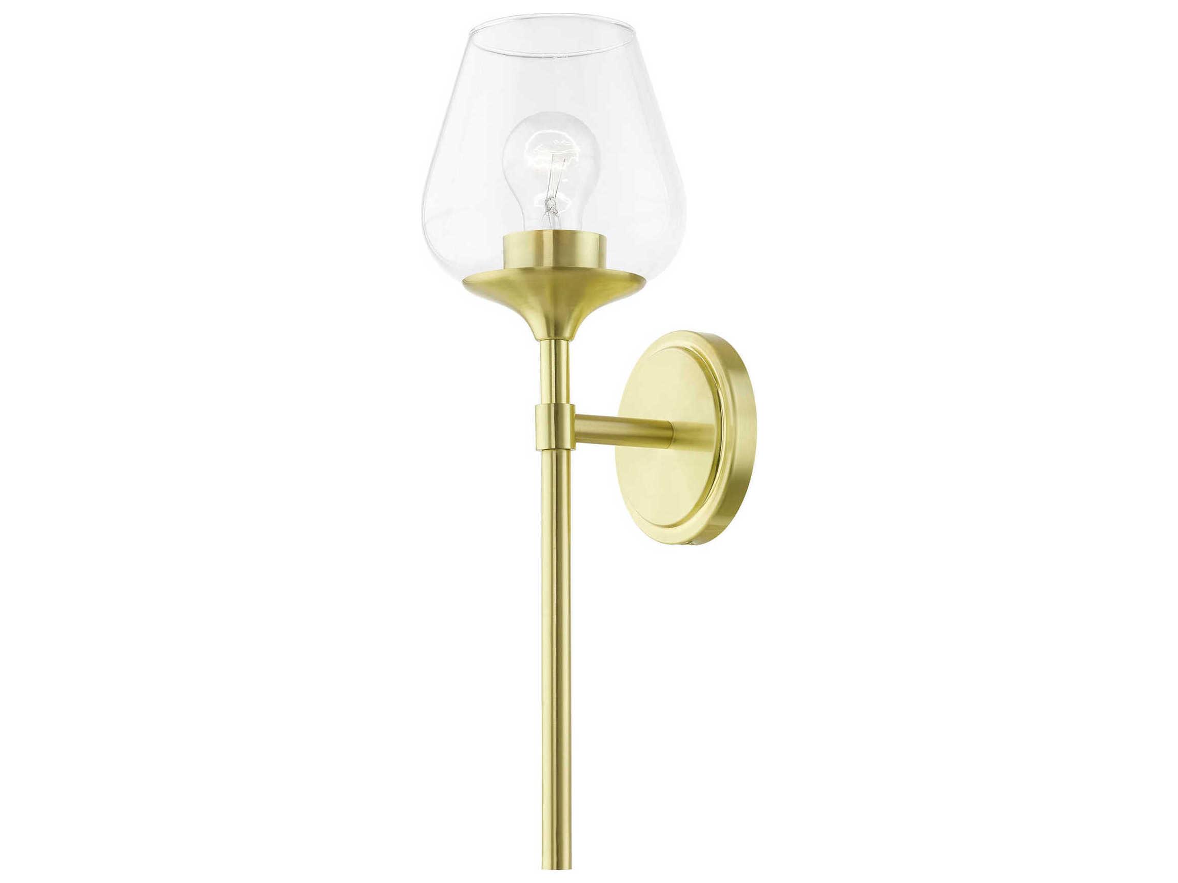 Livex Lighting Willow 1-Light Satin Brass Glass Wall Sconce