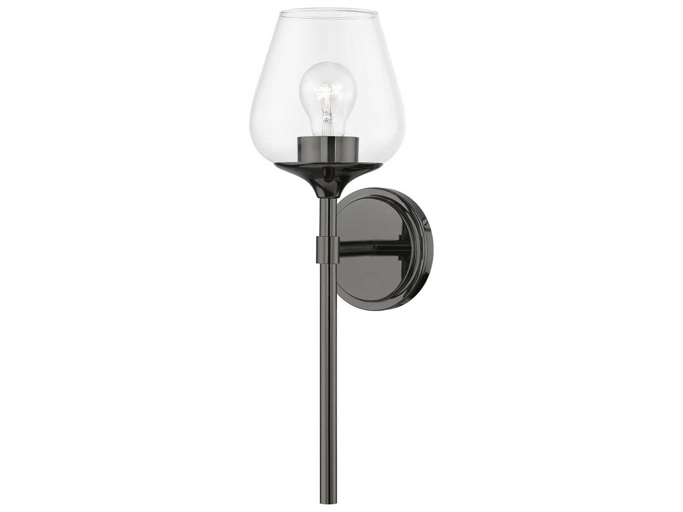 Livex Lighting Willow 1-Light Black Chrome Glass Wall Sconce