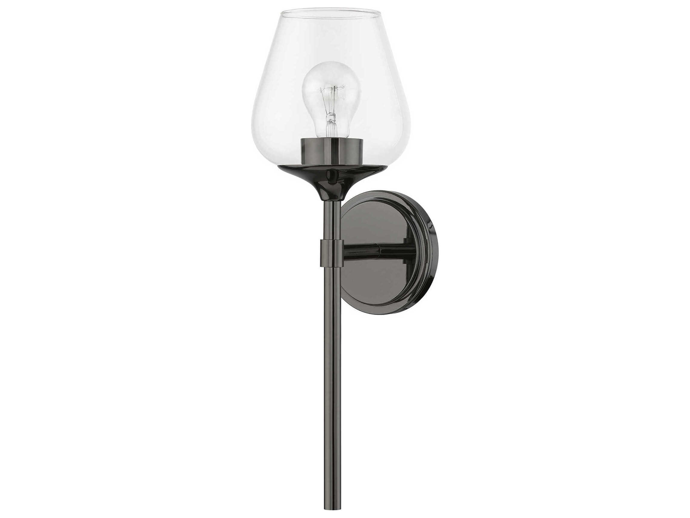 Livex Lighting Willow 1-Light Black Chrome Glass Wall Sconce