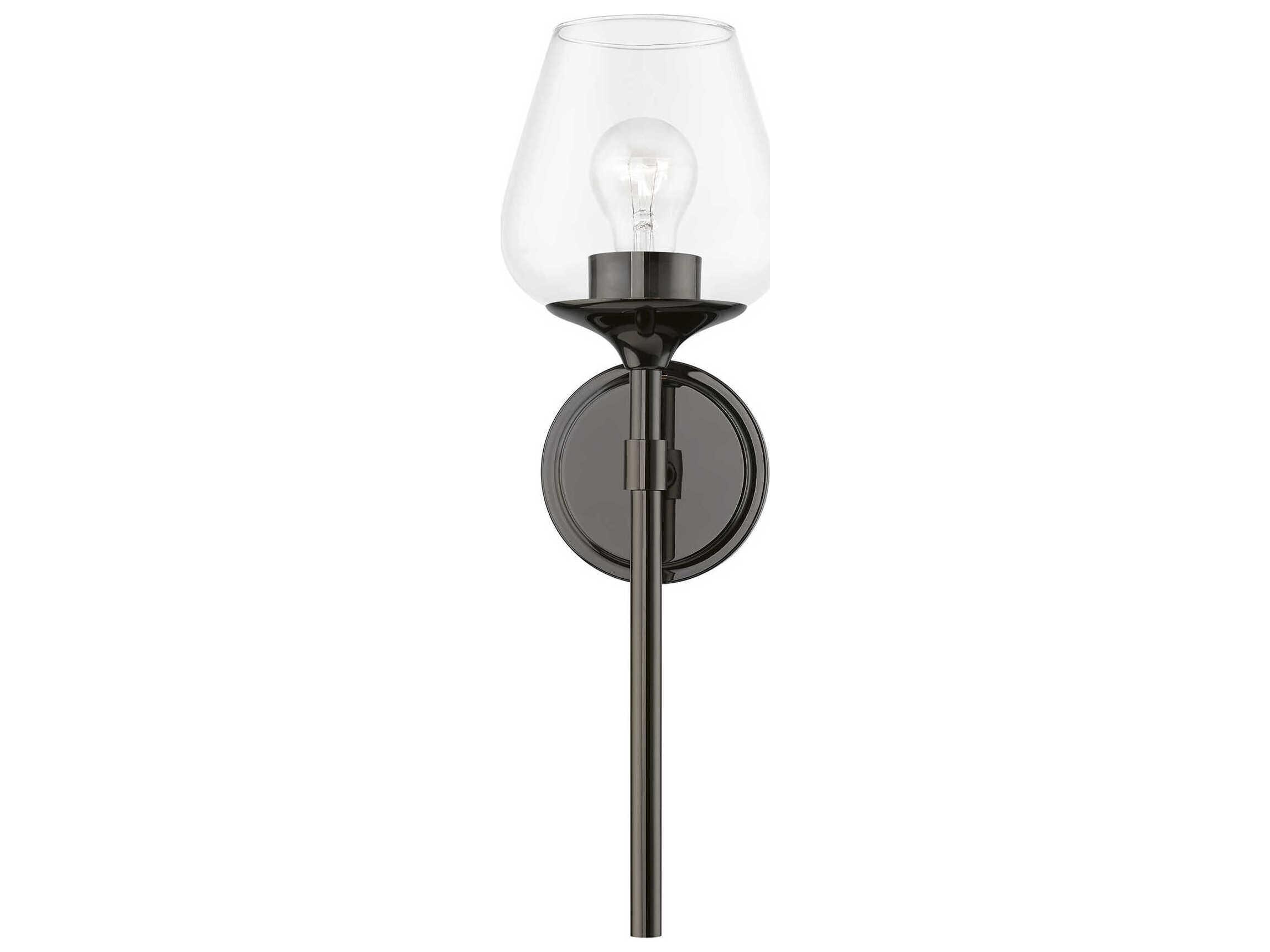 Livex Lighting Willow 1-Light Black Chrome Glass Wall Sconce