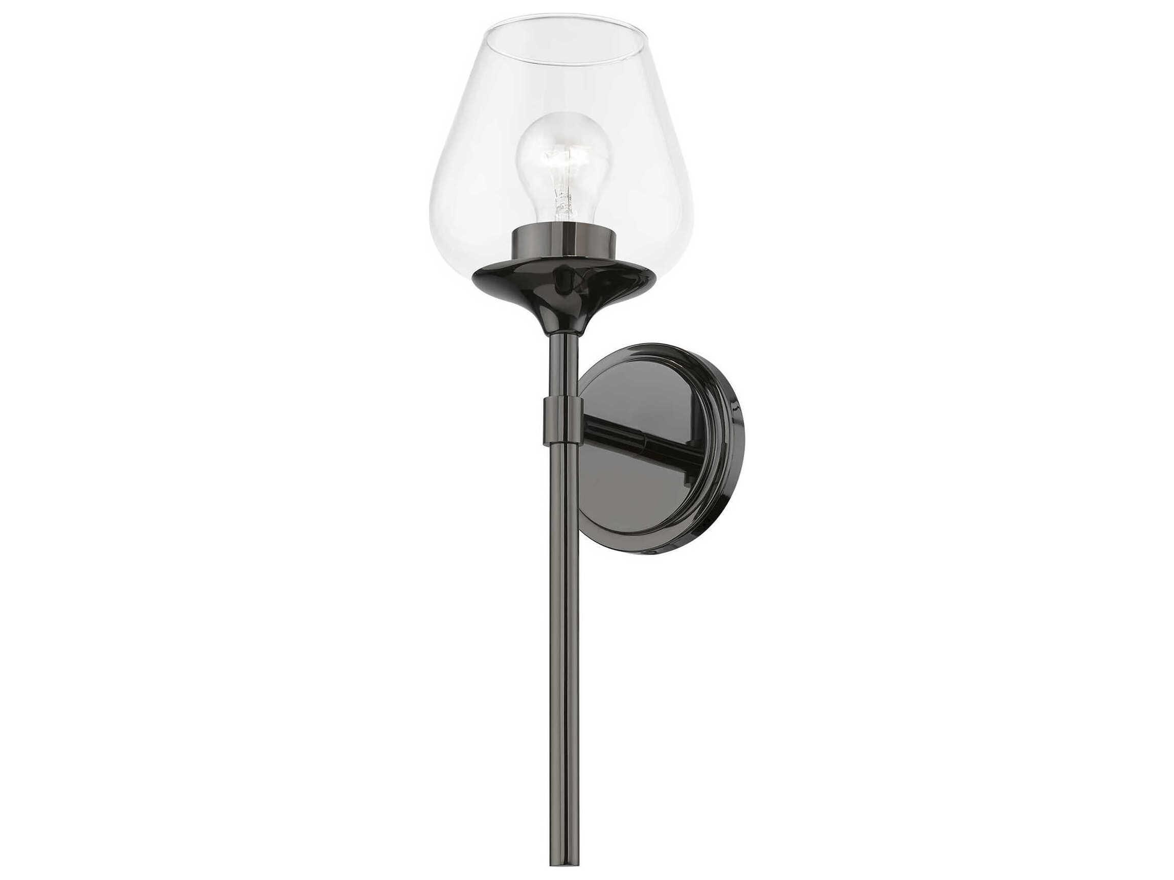 Livex Lighting Willow 1-Light Black Chrome Glass Wall Sconce