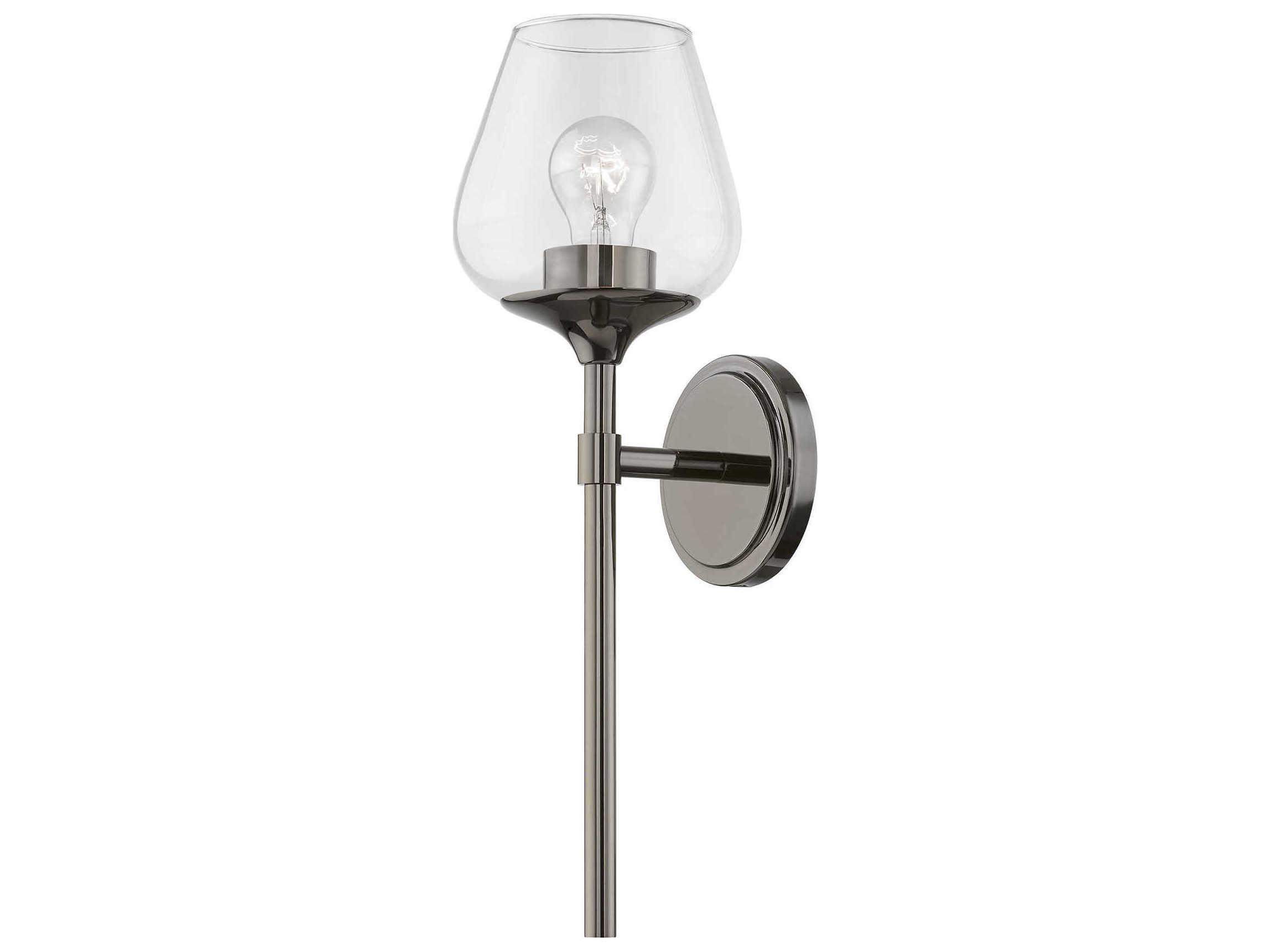 Livex Lighting Willow 1-Light Black Chrome Glass Wall Sconce