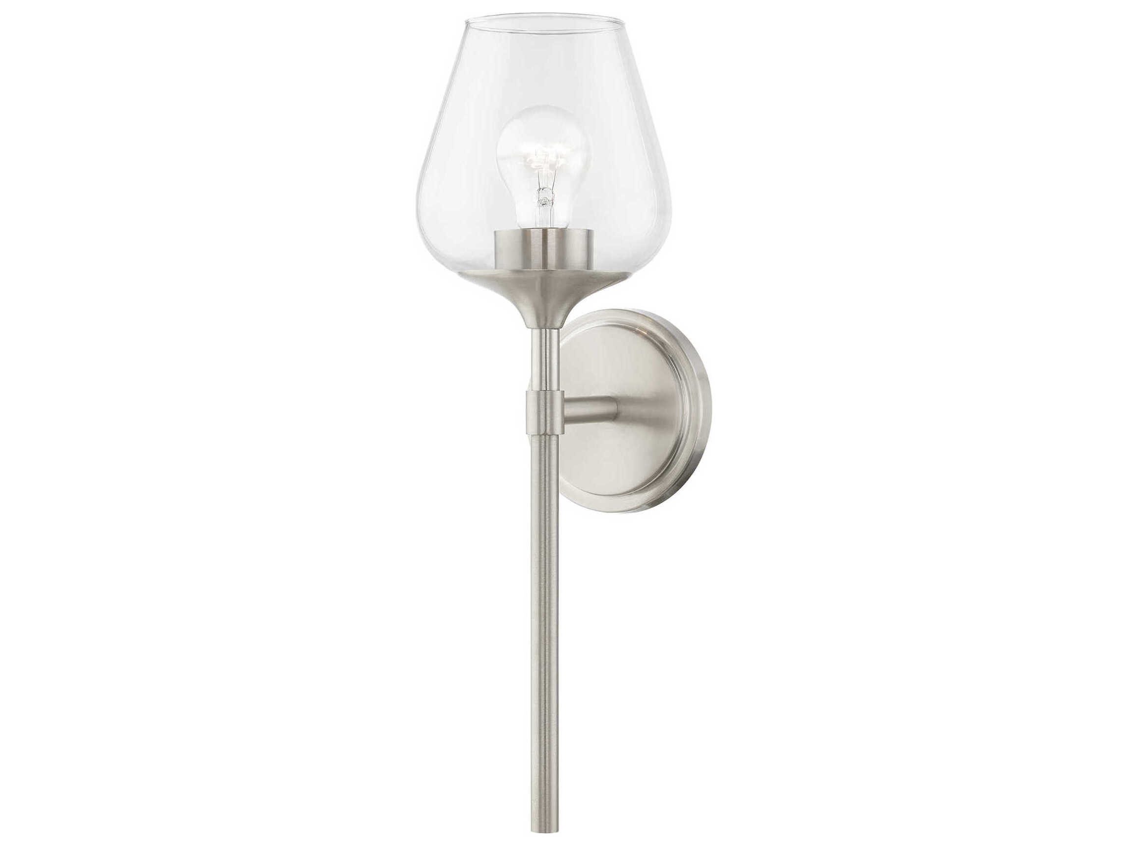 Livex Lighting Willow 1-Light Brushed Nickel Glass Wall Sconce