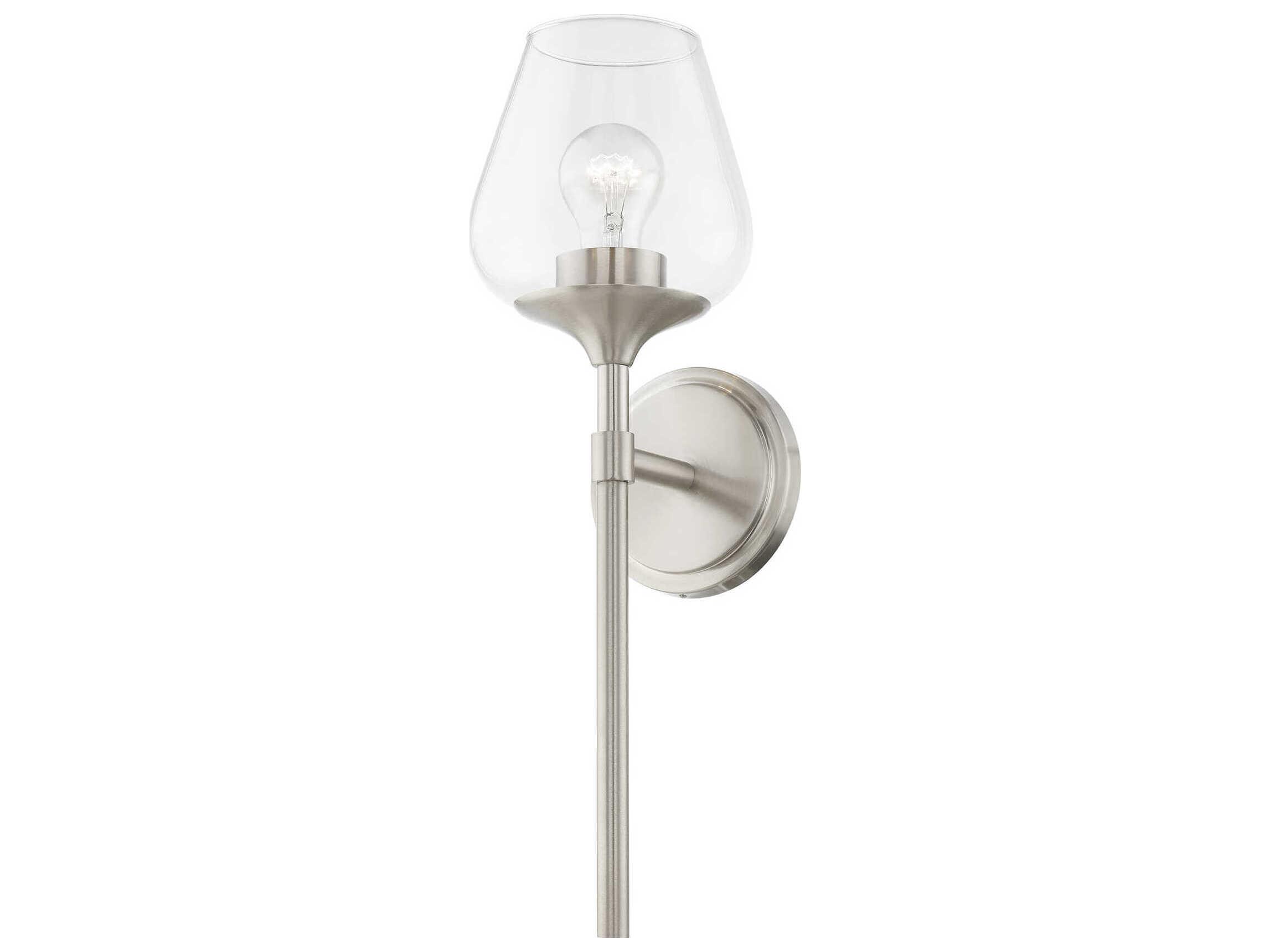 Livex Lighting Willow 1-Light Brushed Nickel Glass Wall Sconce