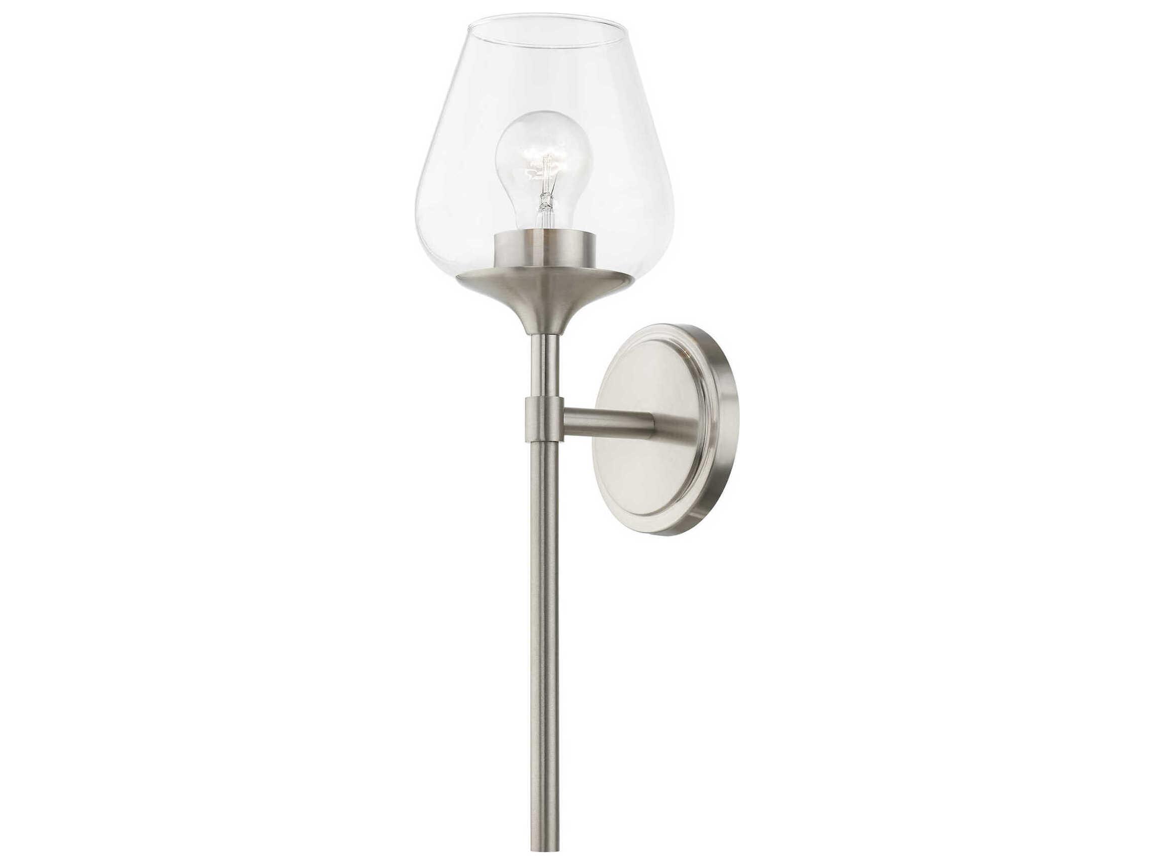 Livex Lighting Willow 1-Light Brushed Nickel Glass Wall Sconce