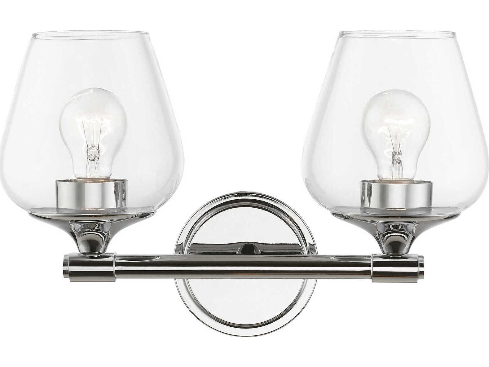 Livex Lighting Willow 2-Light Polished Chrome Glass Vanity Light