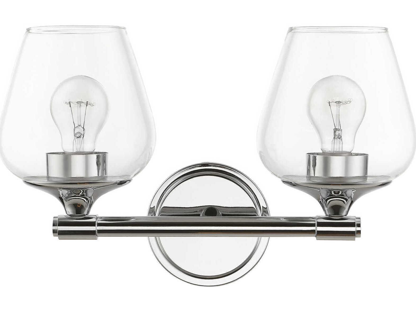 Livex Lighting Willow 2-Light Polished Chrome Glass Vanity Light