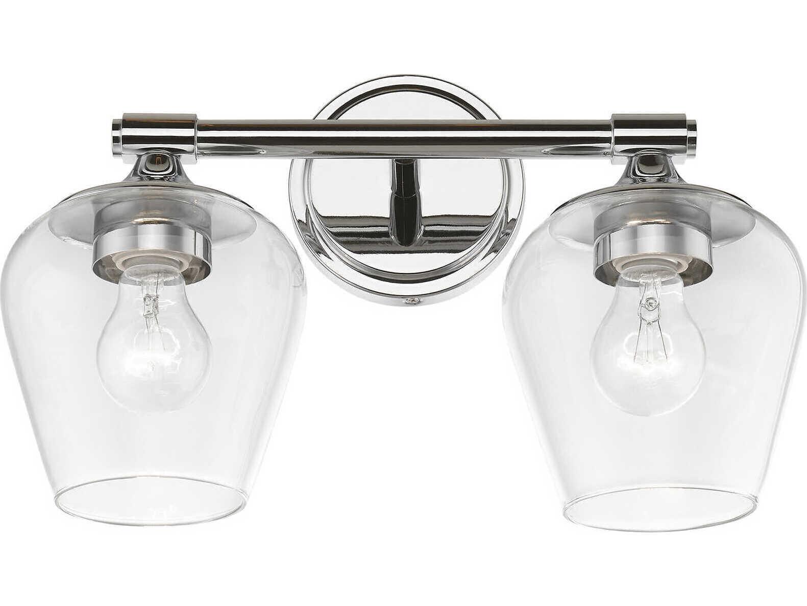 Livex Lighting Willow 2-Light Polished Chrome Glass Vanity Light