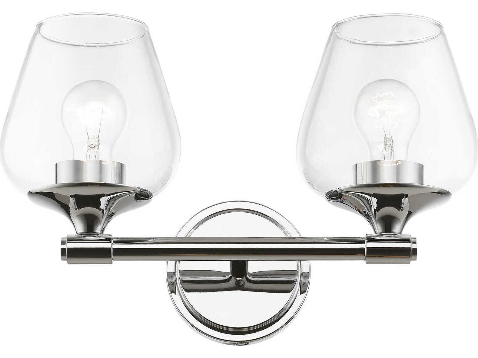 Livex Lighting Willow 2-Light Polished Chrome Glass Vanity Light