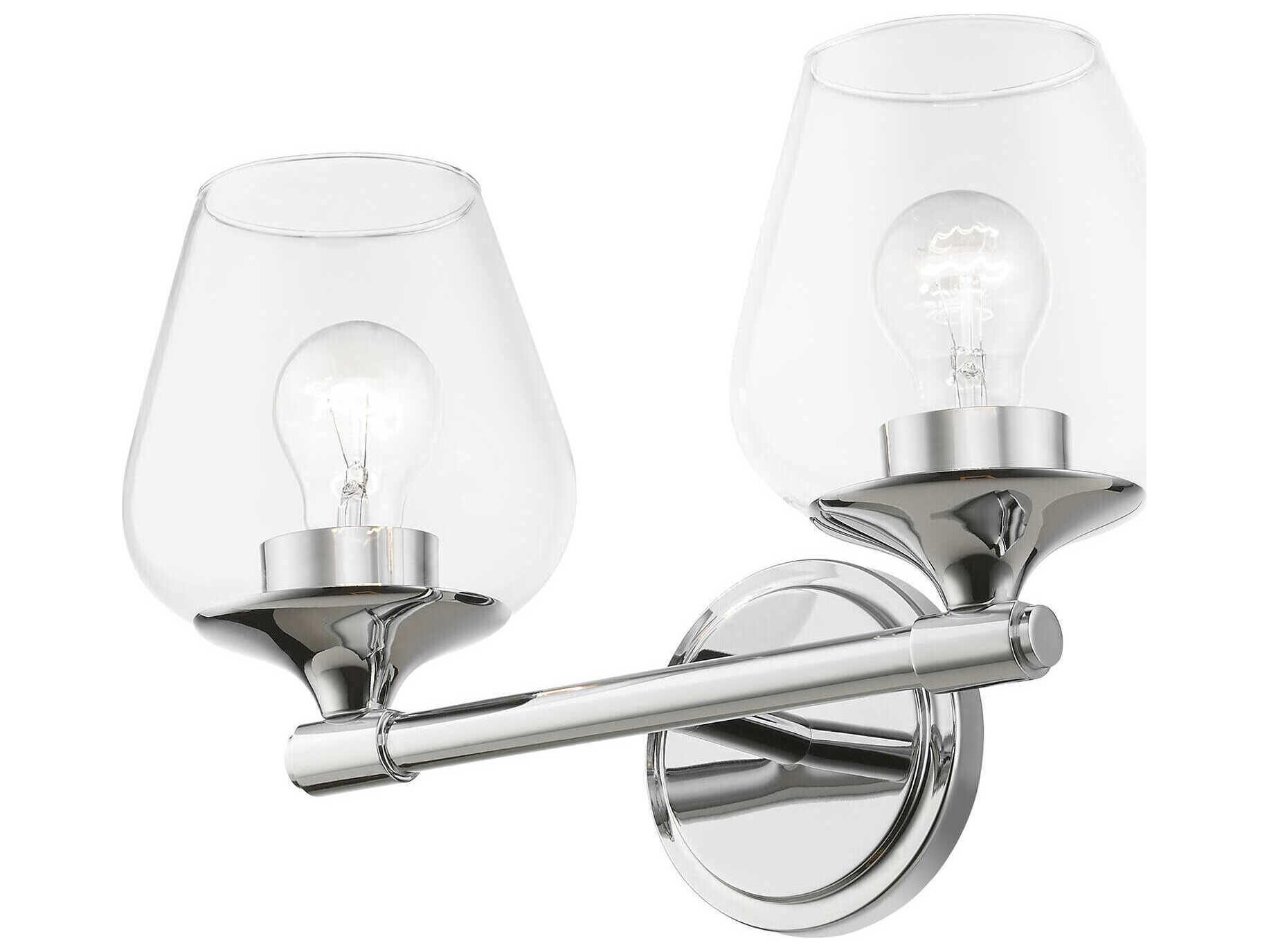 Livex Lighting Willow 2-Light Polished Chrome Glass Vanity Light