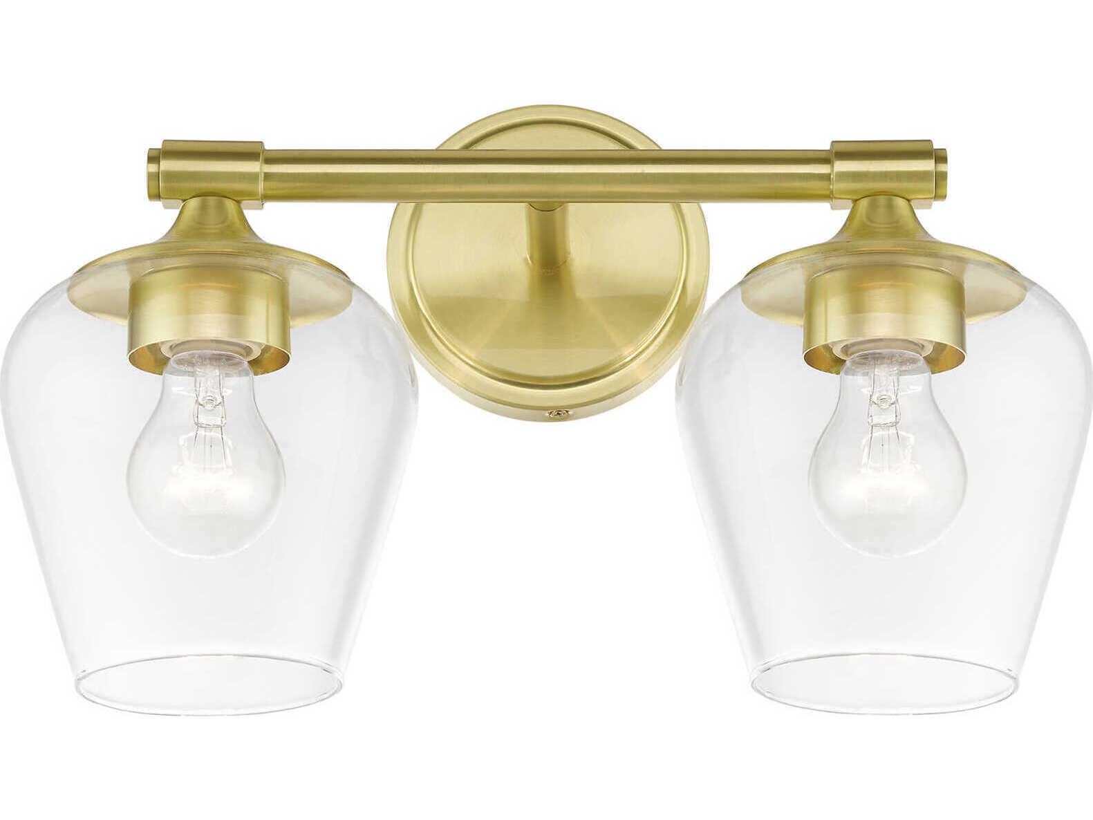 Livex Lighting Willow 2-Light Satin Brass Glass Vanity Light