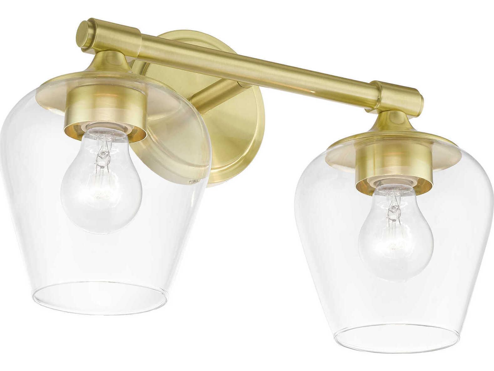 Livex Lighting Willow 2-Light Satin Brass Glass Vanity Light