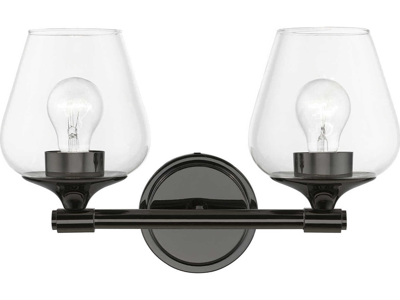 Livex Lighting Willow 2-Light Black Chrome Glass Vanity Light