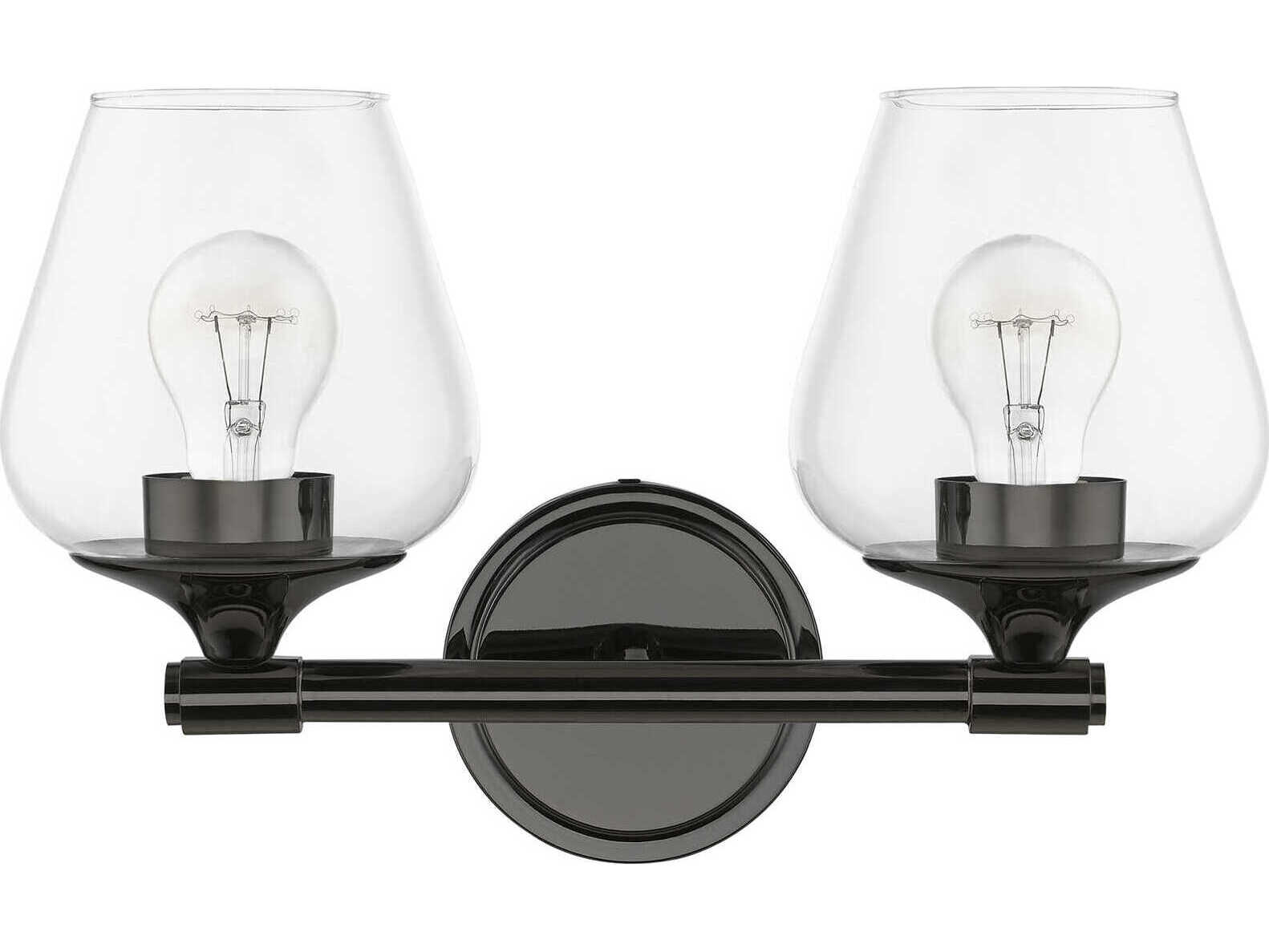 Livex Lighting Willow 2-Light Black Chrome Glass Vanity Light