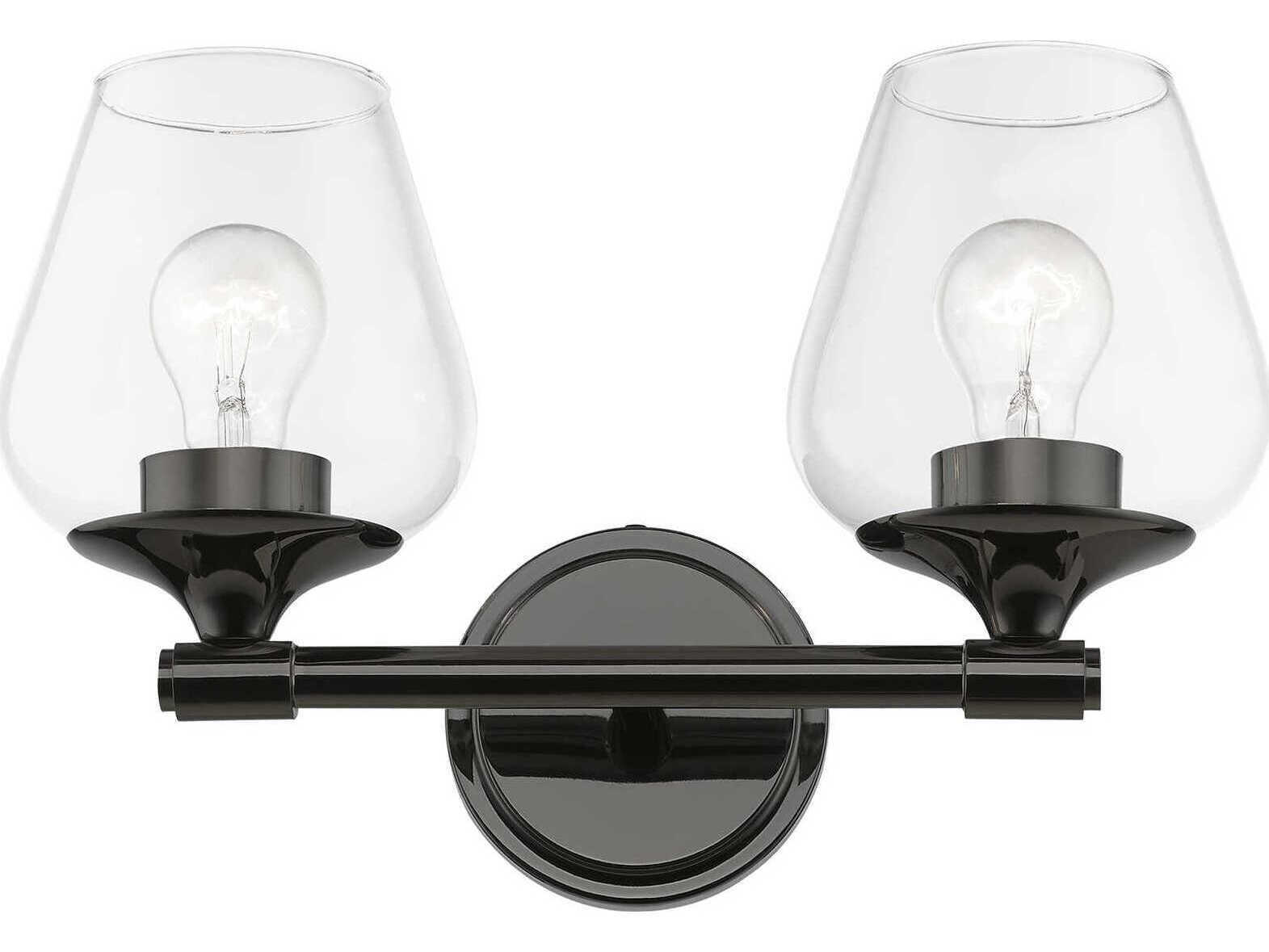 Livex Lighting Willow 2-Light Black Chrome Glass Vanity Light
